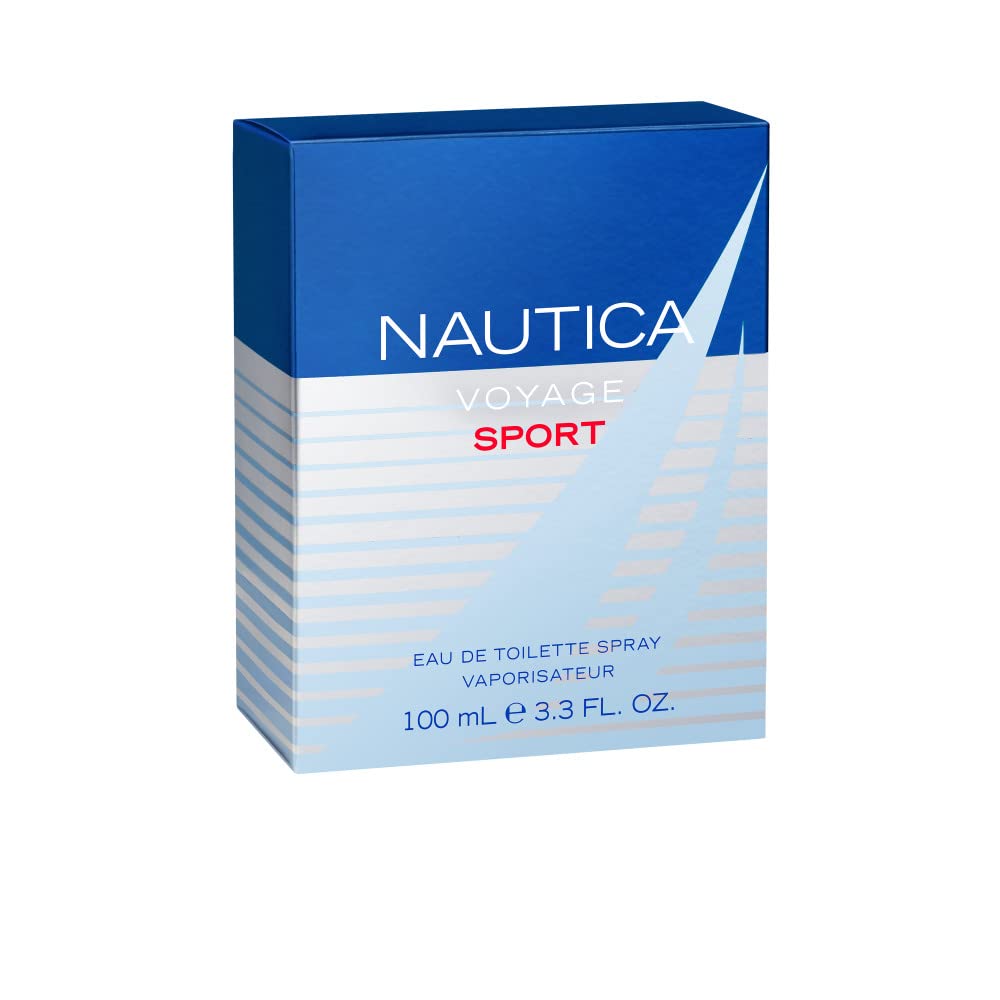 Coty Nautica Voyage Sport cap closeup, ergonomic grip for easy spritz.