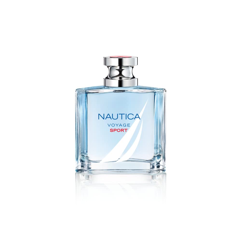 Coty Nautica Voyage Sport spray application, quick refresh for active days.