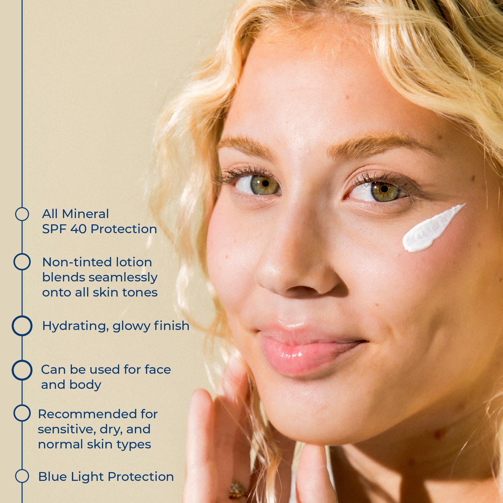 CoTZ Sensitive SPF 40 label captures broad-spectrum protection for UVA-UVB.