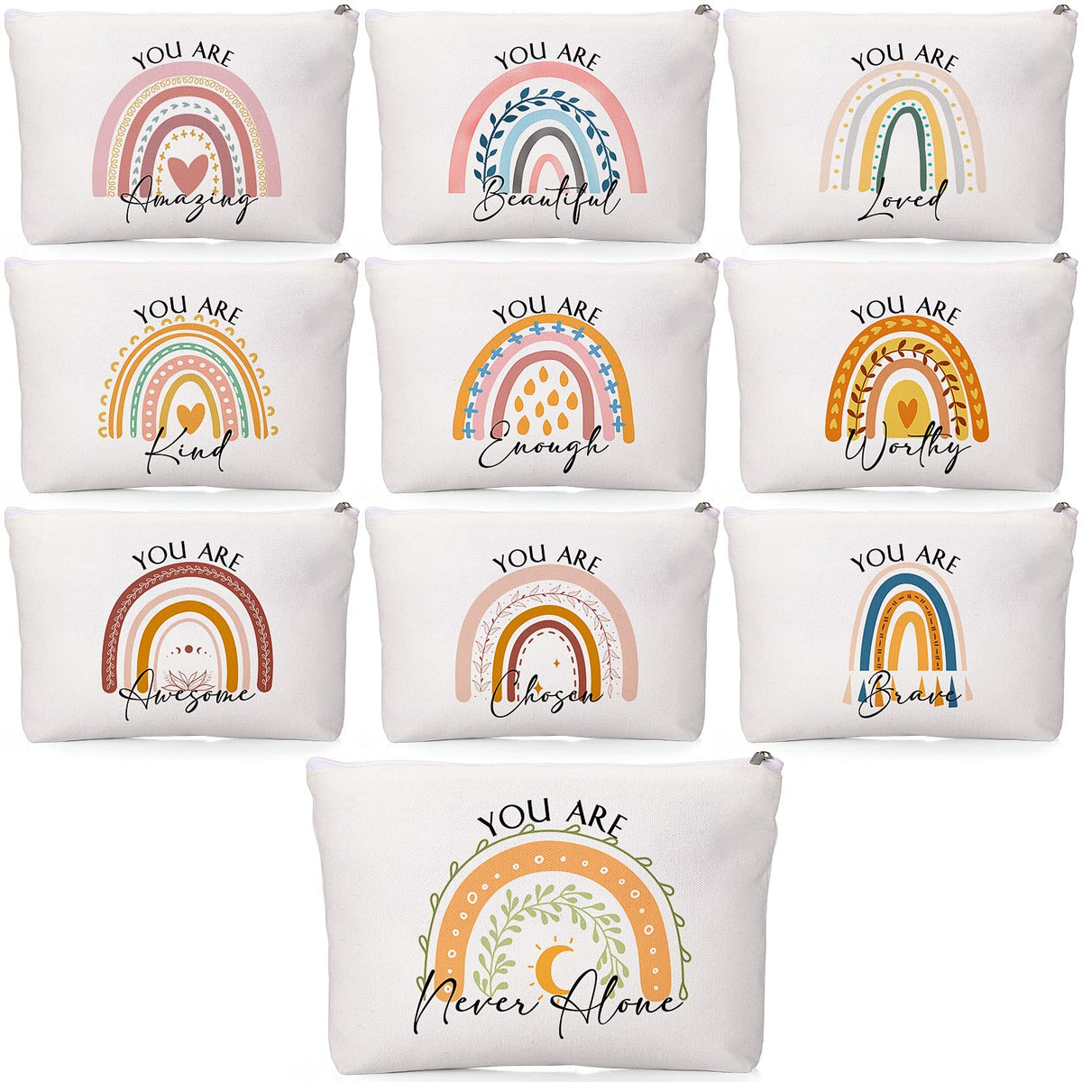 Coume rainbow canvas makeup bag pattern 1 for on-the-go cosmetics storage