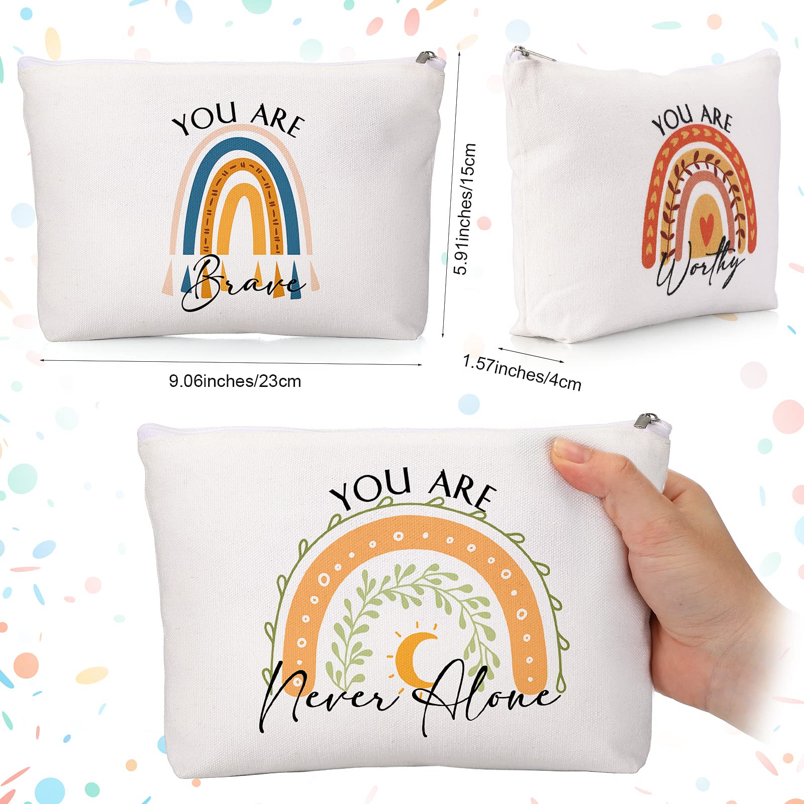 Coume rainbow canvas makeup bag pattern 2, ideal for keeping skincare travel-ready