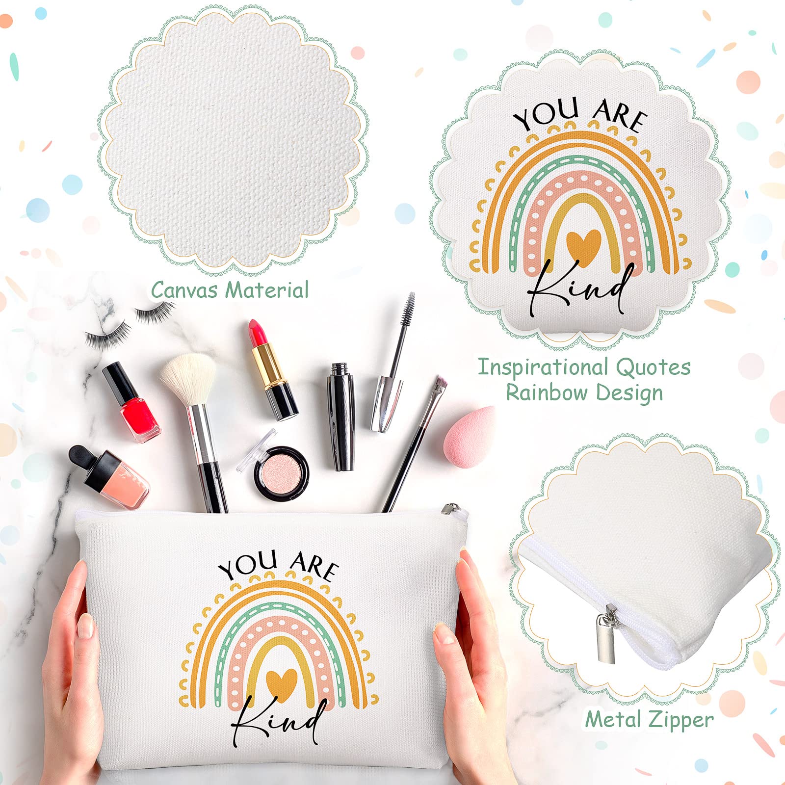 Coume rainbow canvas makeup bag pattern 3, perfect gift for teachers and students