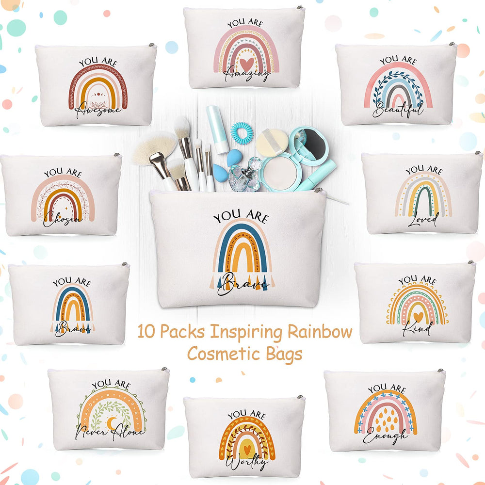 Coume rainbow canvas makeup bag pattern 4, durable zipper and washable material