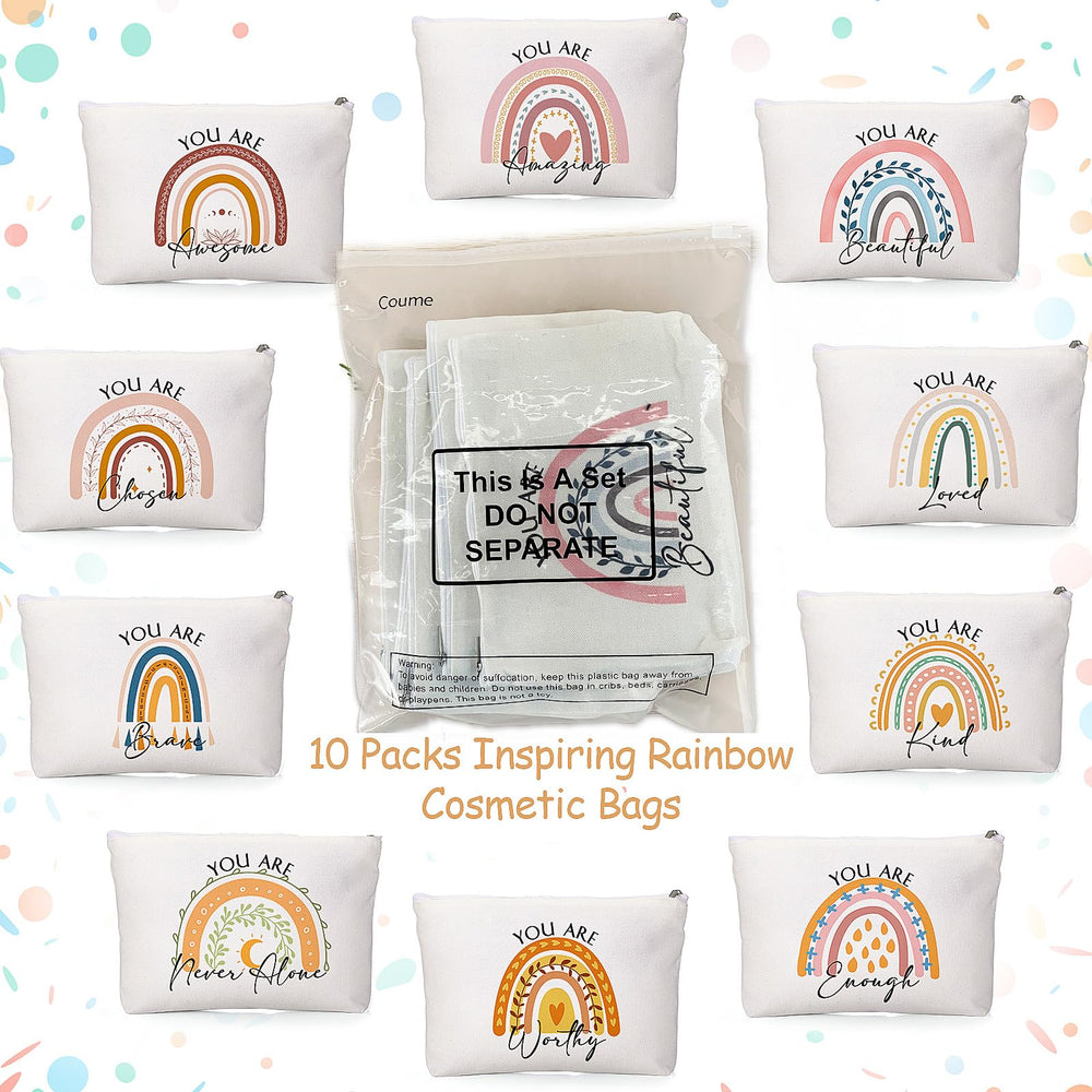 Coume rainbow canvas makeup bag pattern 8, sturdy enough for school or travel