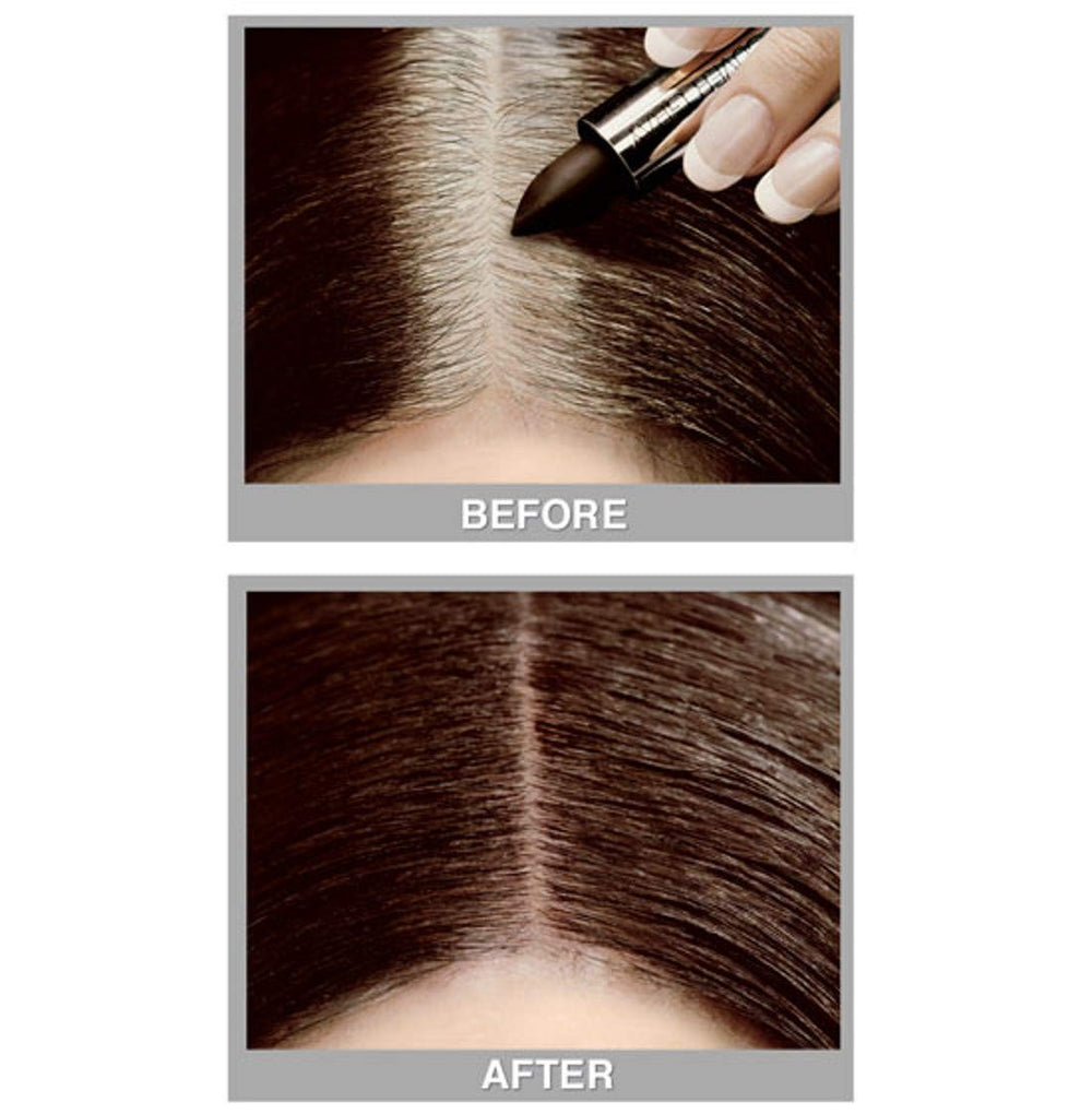 Root and sideburn coverage with Cover Your Gray dark brown touch-up stick.