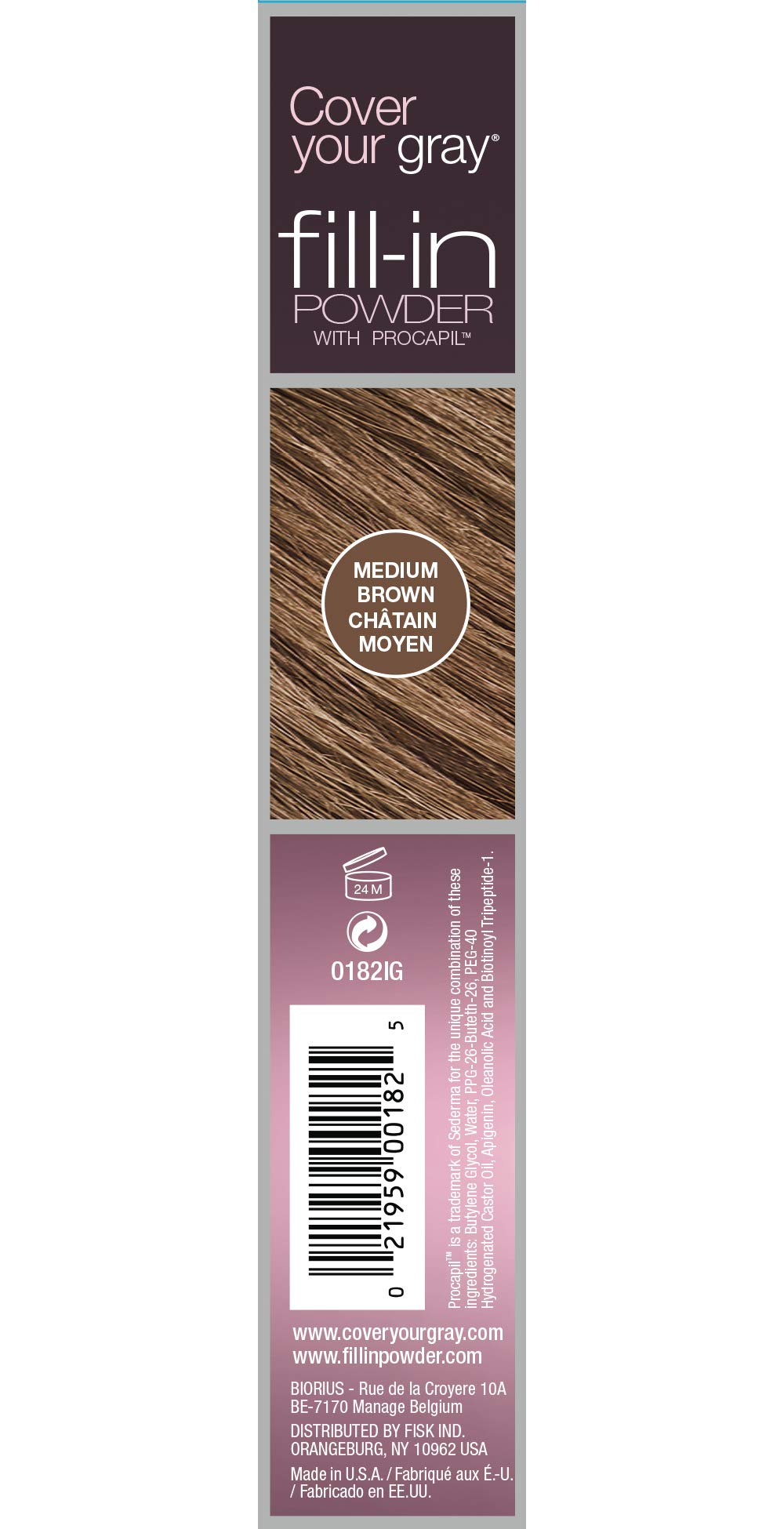 Cover Your Gray Fill In Powder medium brown brush application for easy targeted coverage.