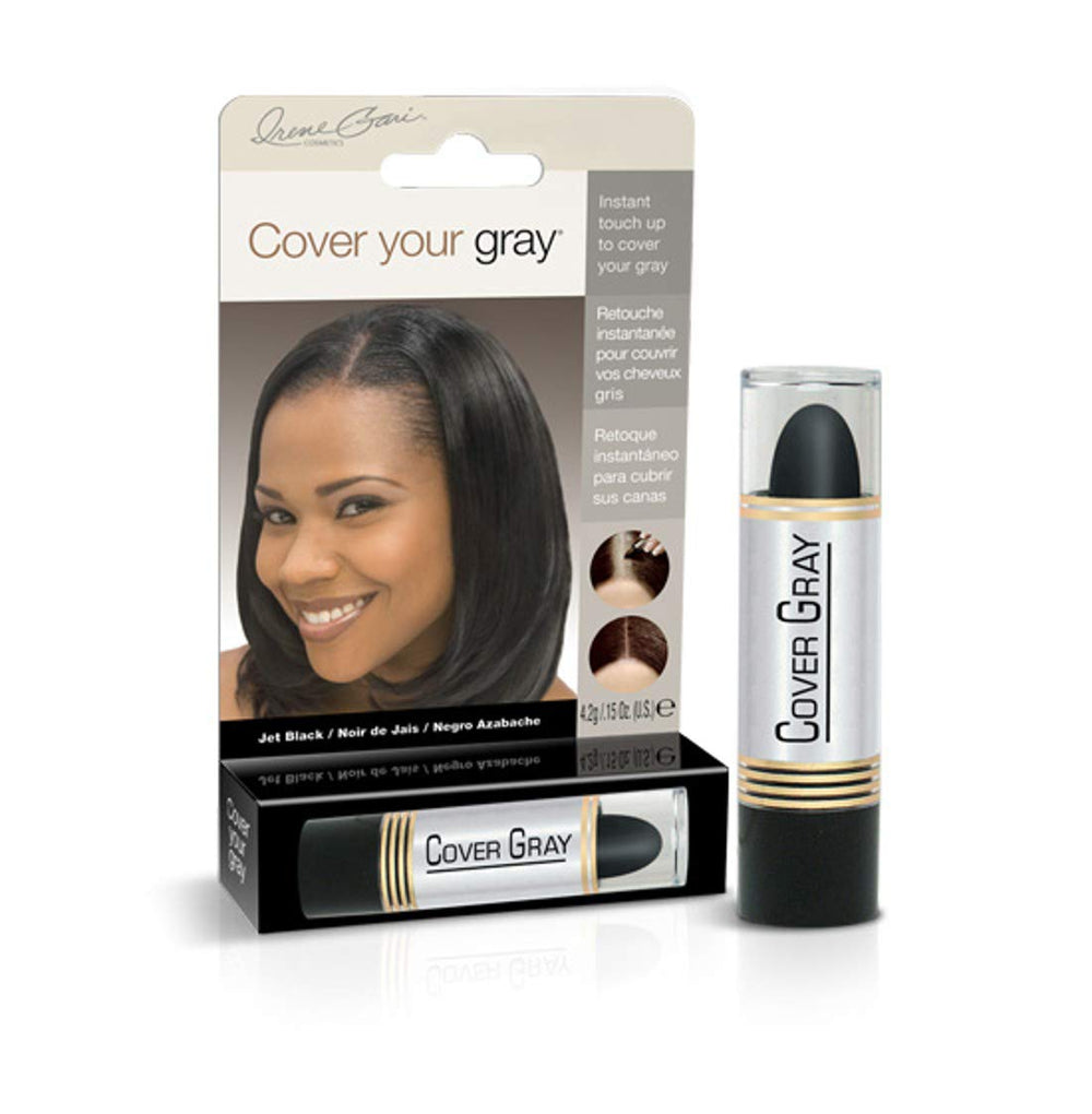 Cover Your Gray Jet Black Stick closeup shows precise root coverage.