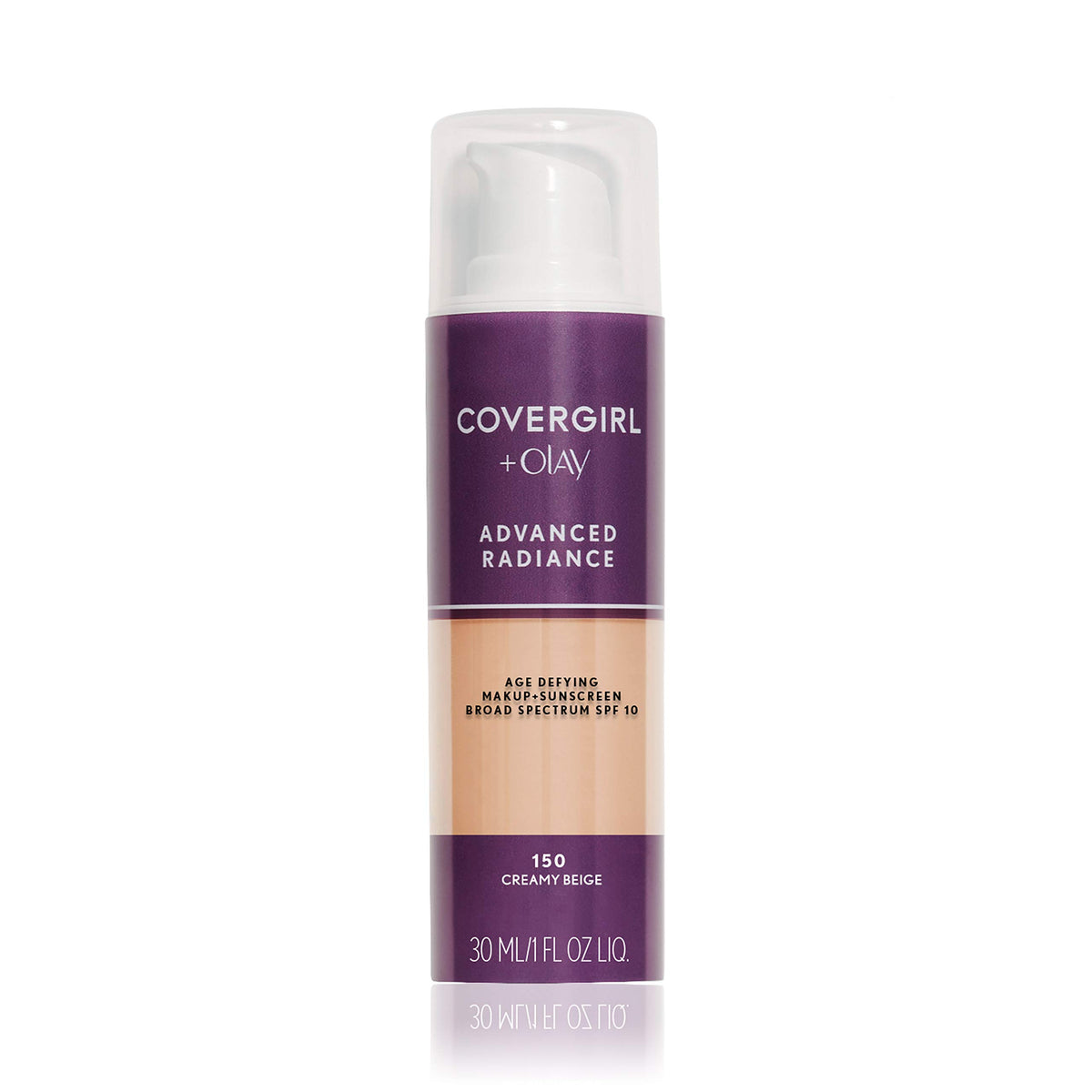 CoverGirl Advanced Radiance Foundation bottle front with radiant finish.