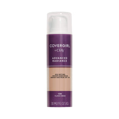 CoverGirl Advanced Radiance Foundation packaging with bottle in Creamy Natural 120 for seamless skin tone.