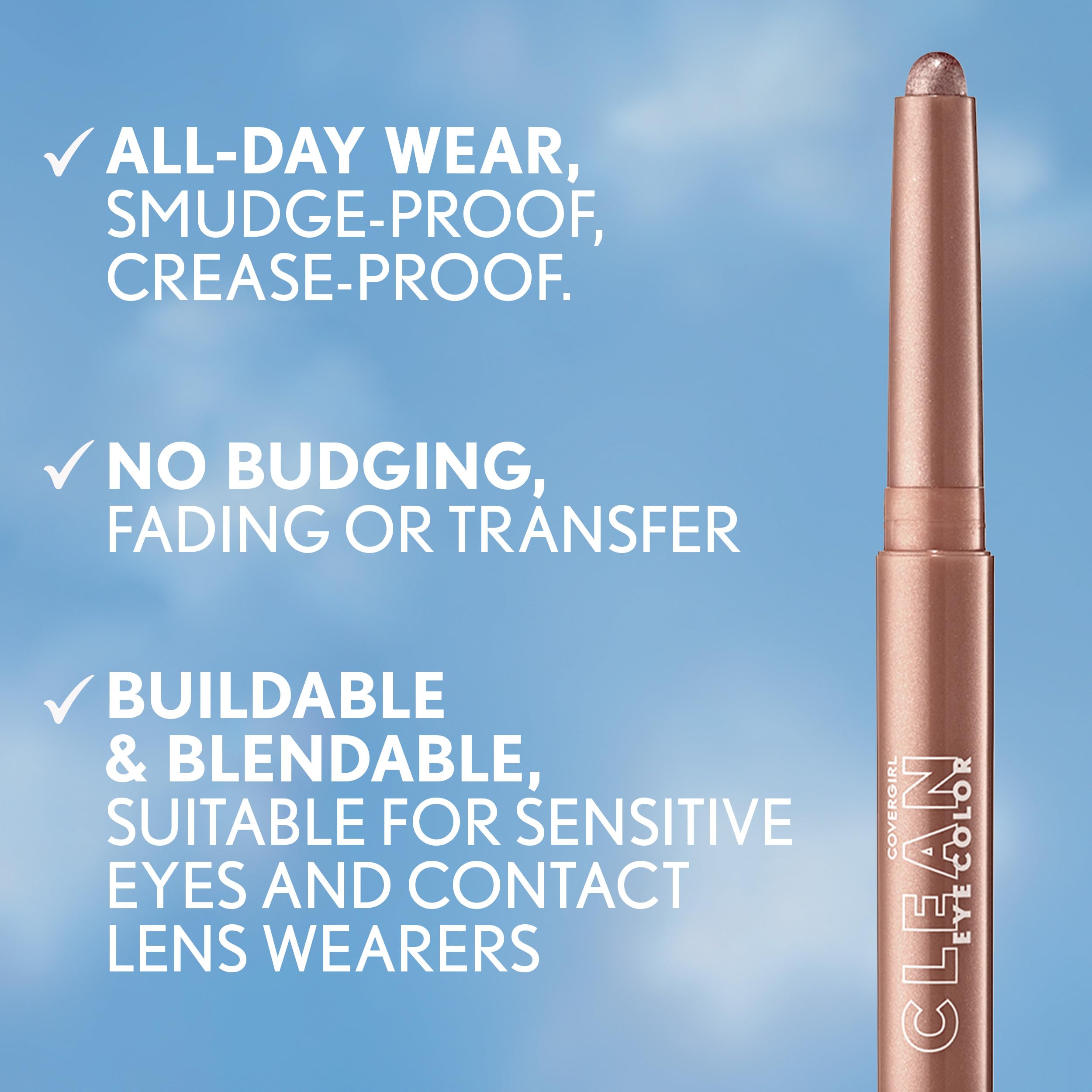 CoverGirl Clean Eye Color Icy Frost, a prueba de manchas y sin transferencia.