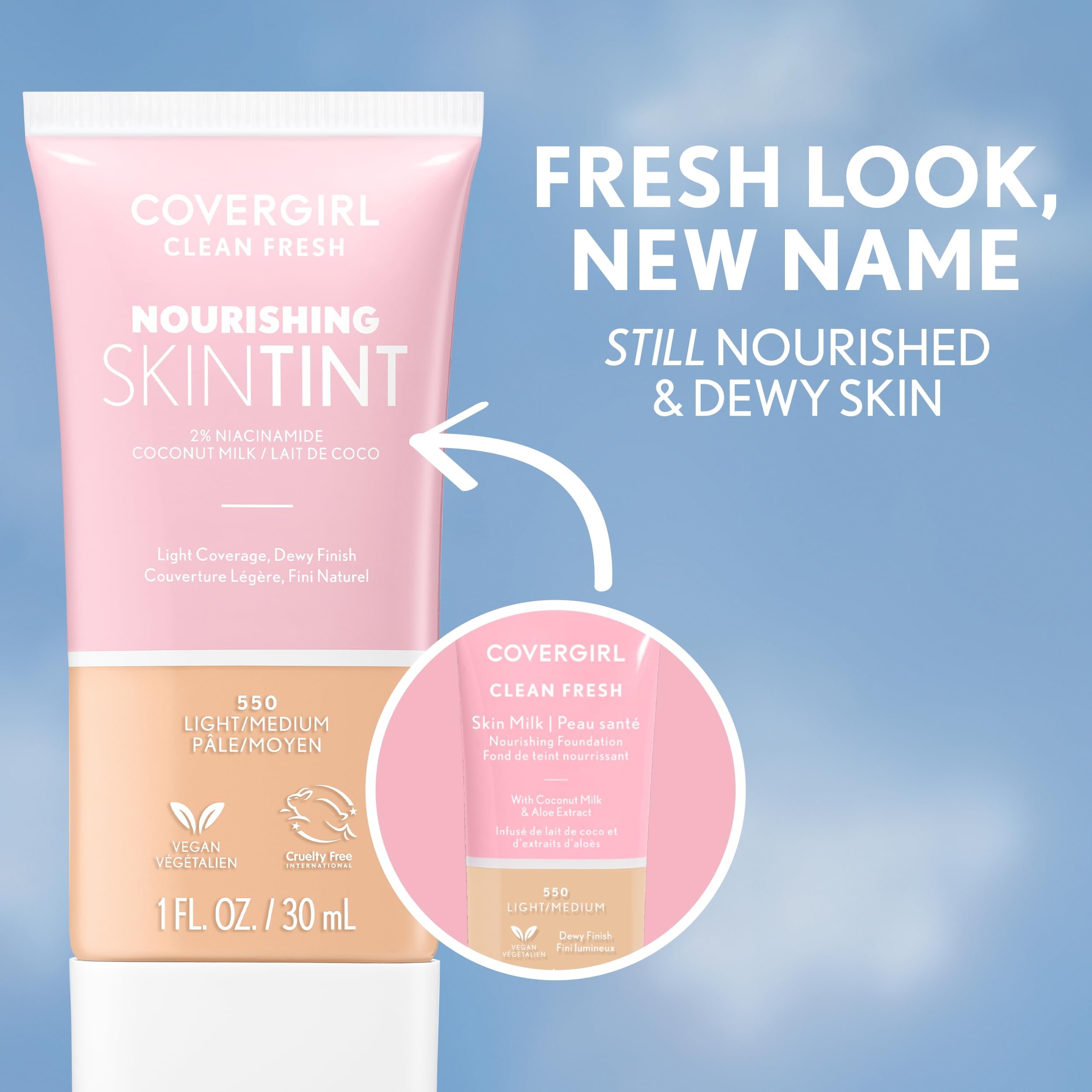 COVERGIRL Clean Fresh Skin Tint aplicación con brocha para cobertura suave.