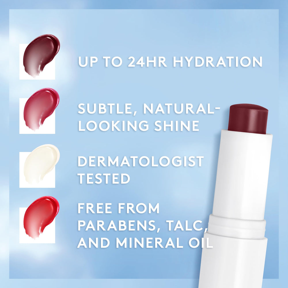 CoverGirl Clean Fresh Lip Balm with Hyaluronic Acid label, moisturizing feel