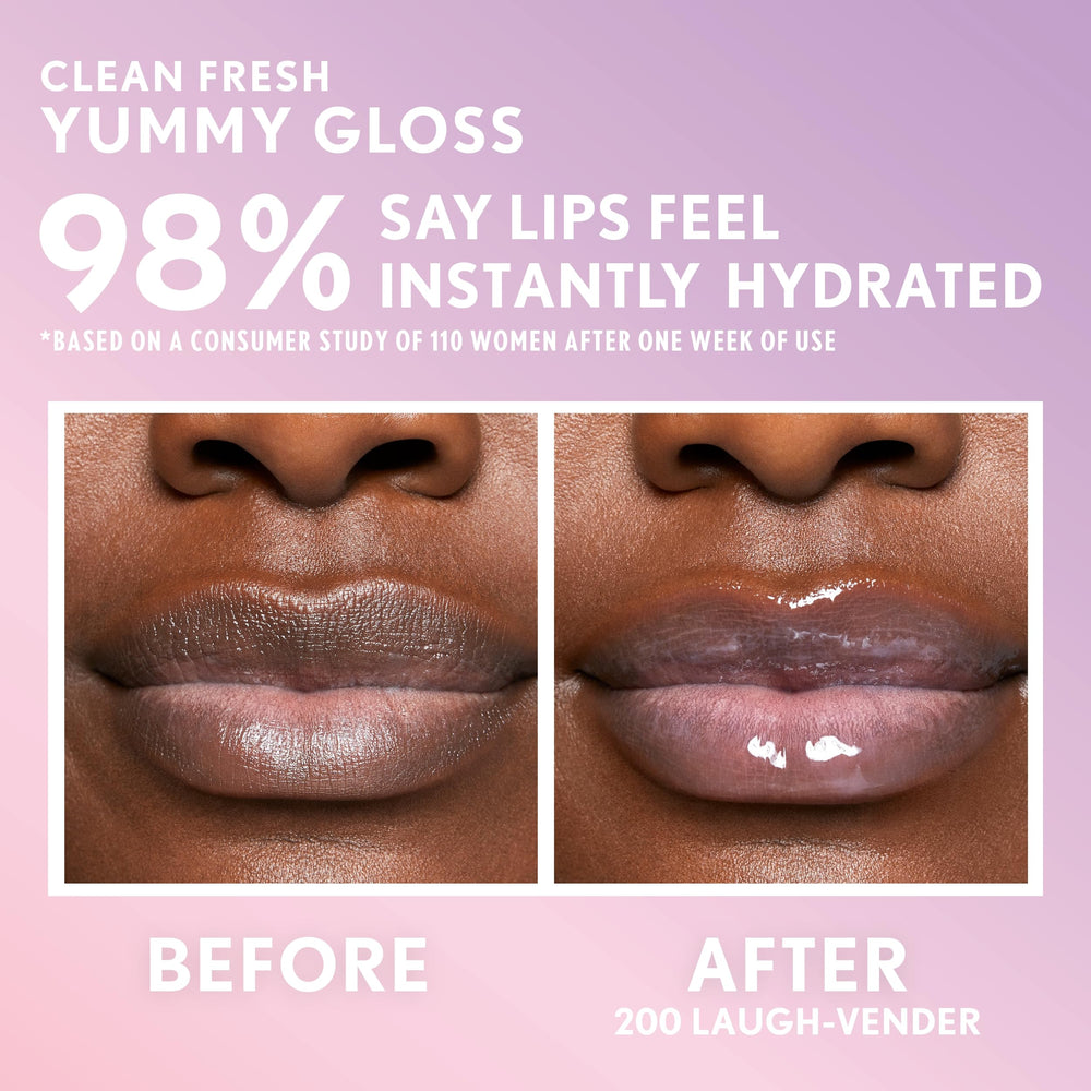 COVERGIRL Clean Fresh Yummy Gloss in use delivers light, non-sticky shine.