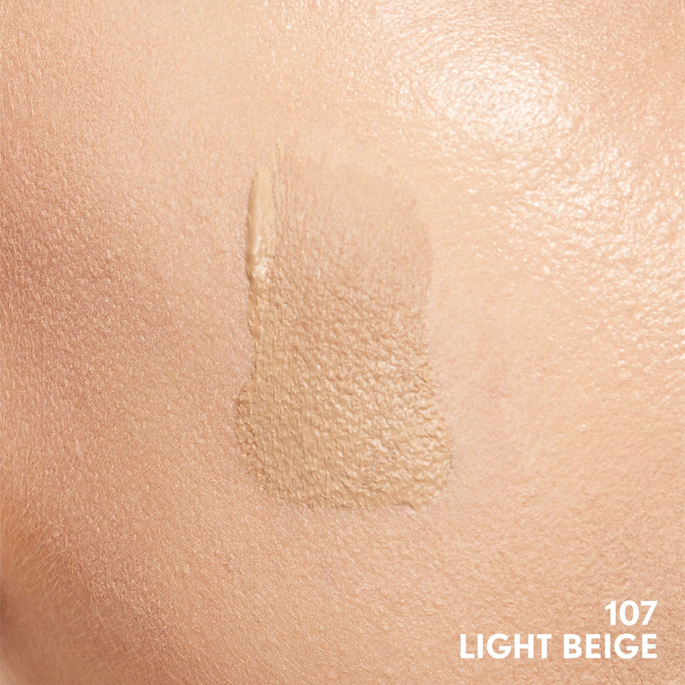 CoverGirl foundation application demo showing skin-like blend on the face.
