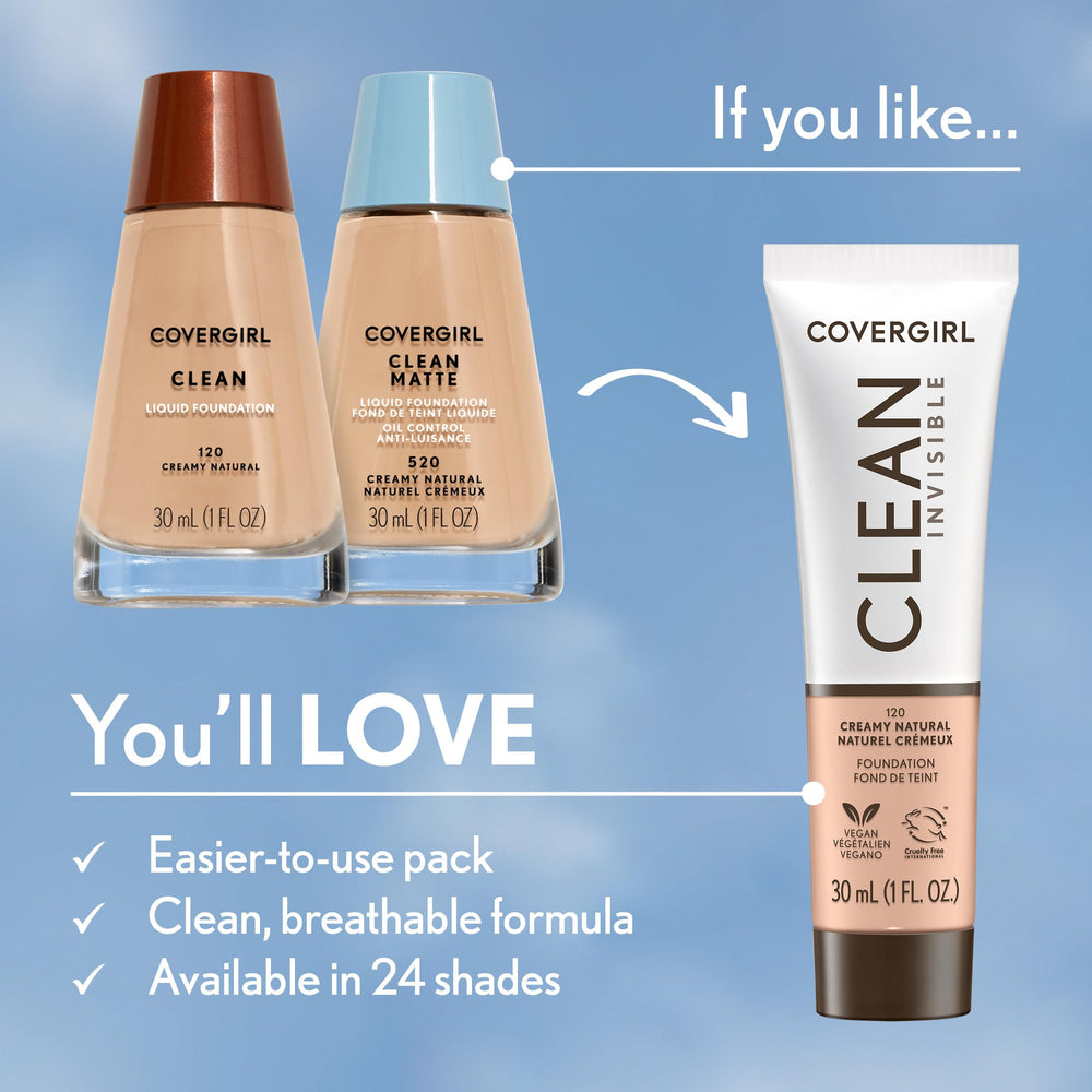 Squeezable tube of COVERGIRL foundation for clean, mess-free daily use