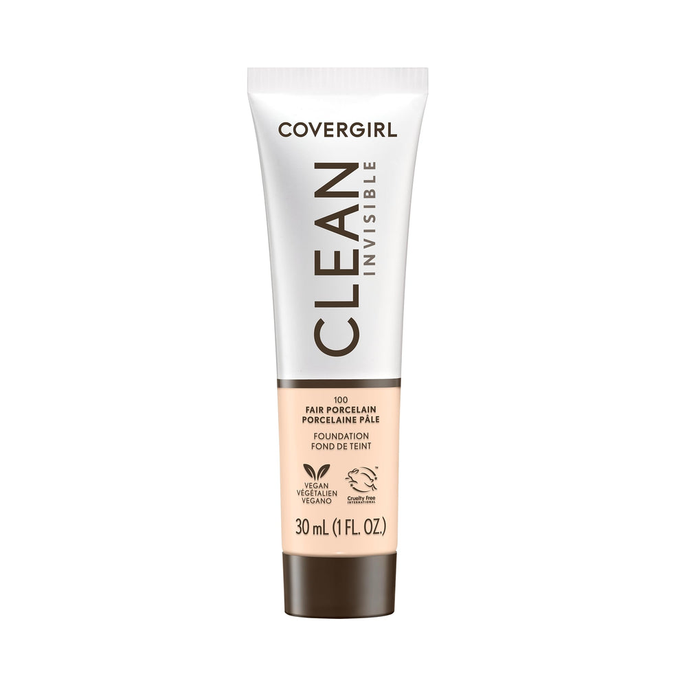 COVERGIRL Clean Invisible Foundation tube dispense shows easy, precise application and smooth finish.