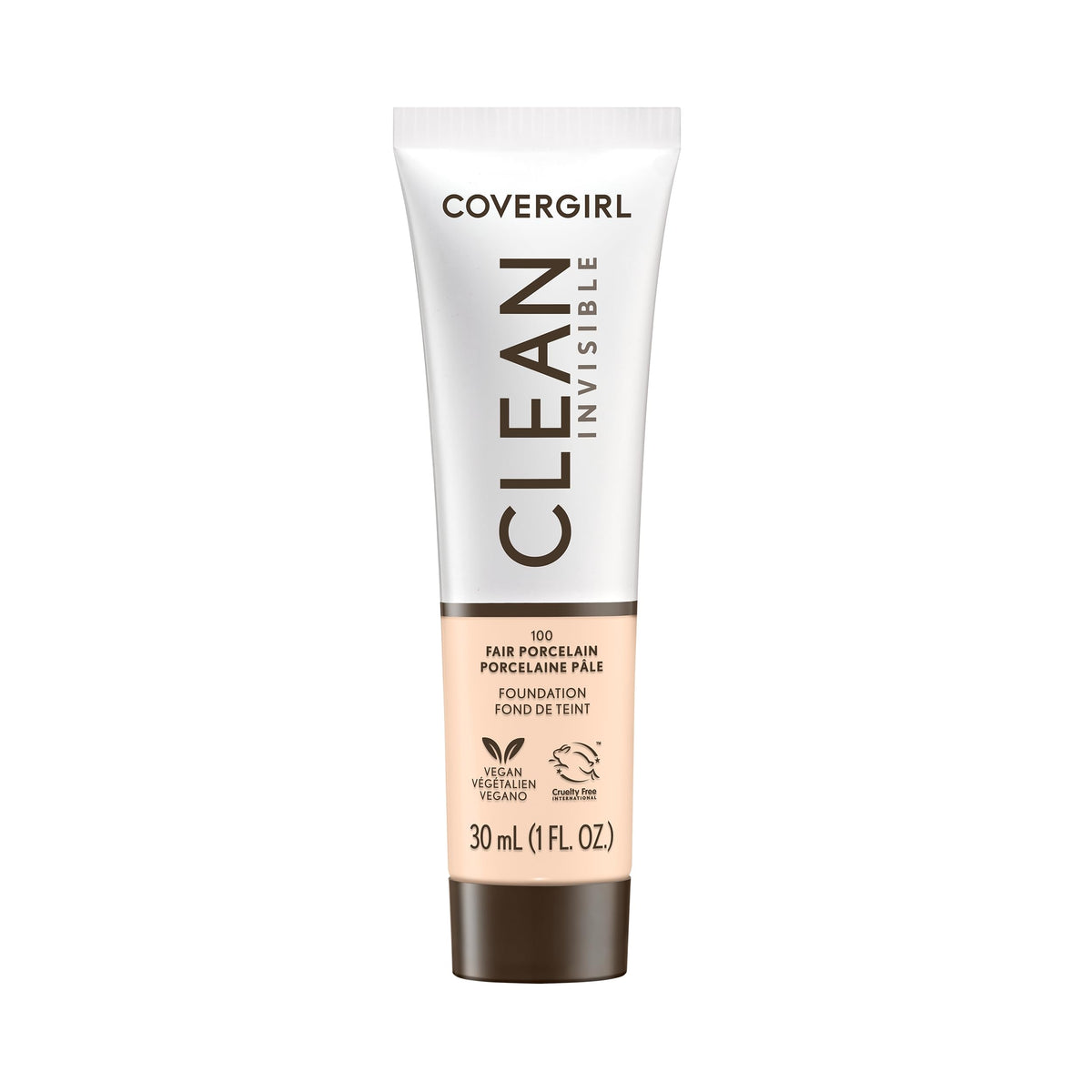 COVERGIRL Clean Invisible Foundation tube dispense shows easy, precise application and smooth finish.