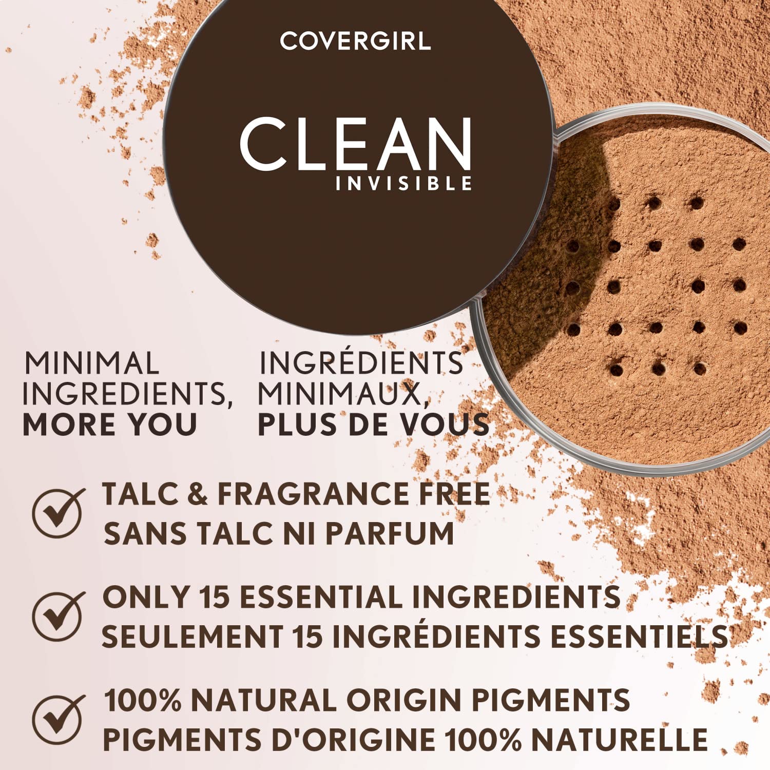 CoverGirl powder packaging uses recycled materials for eco-conscious beauty.