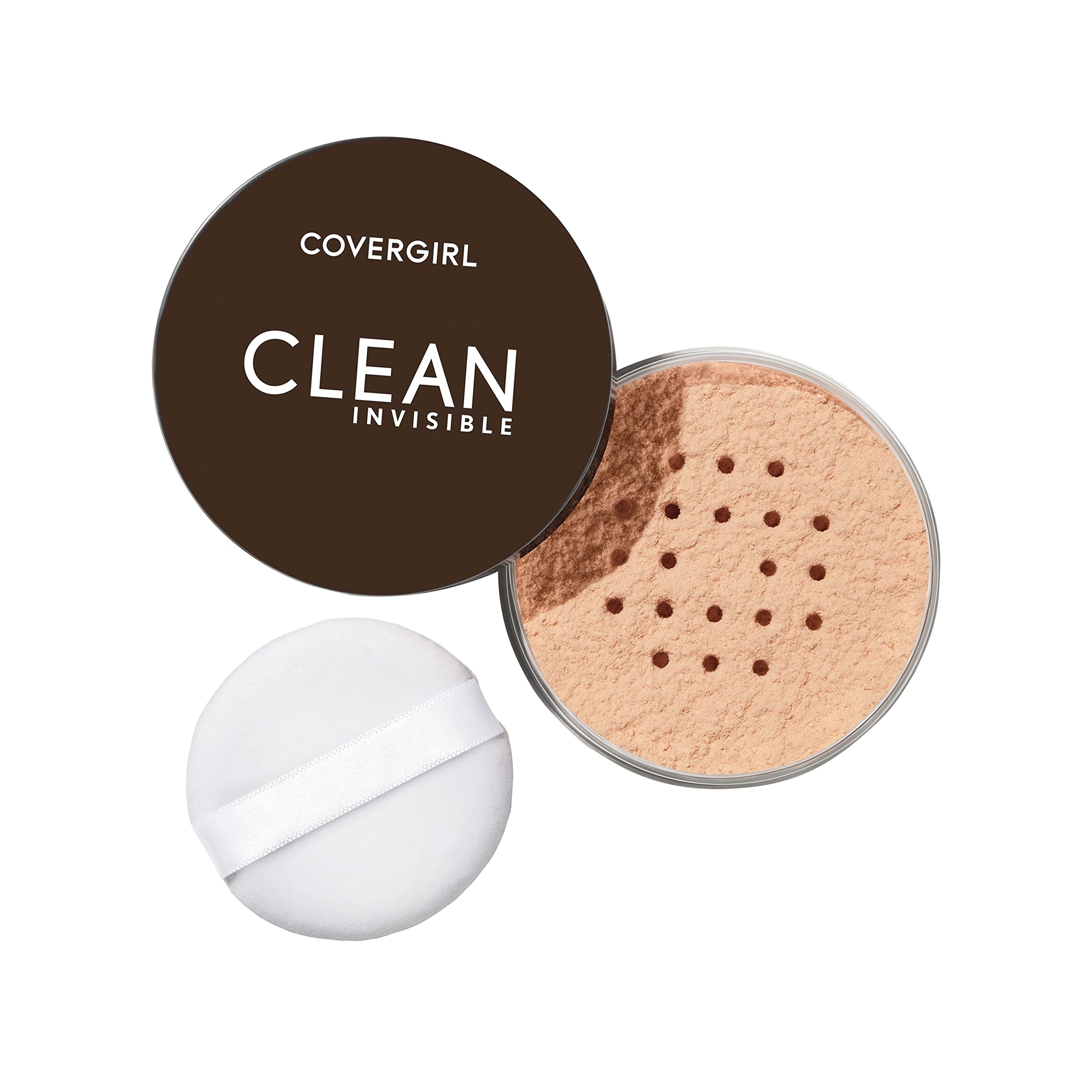 CoverGirl Clean Invisible Loose Powder packaging featuring recycled materials.