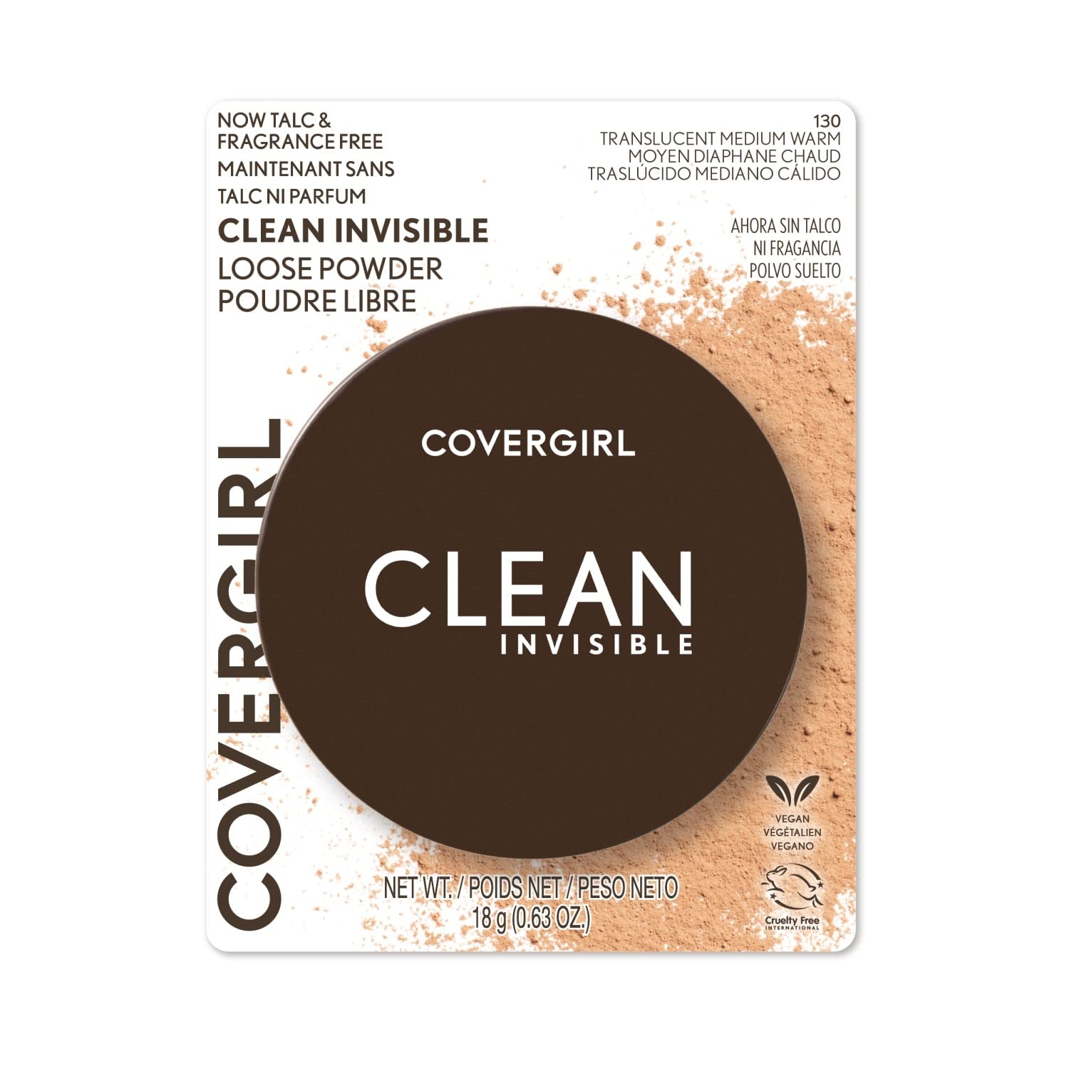 CoverGirl Clean Invisible Loose Powder swatch shows natural shine-free finish