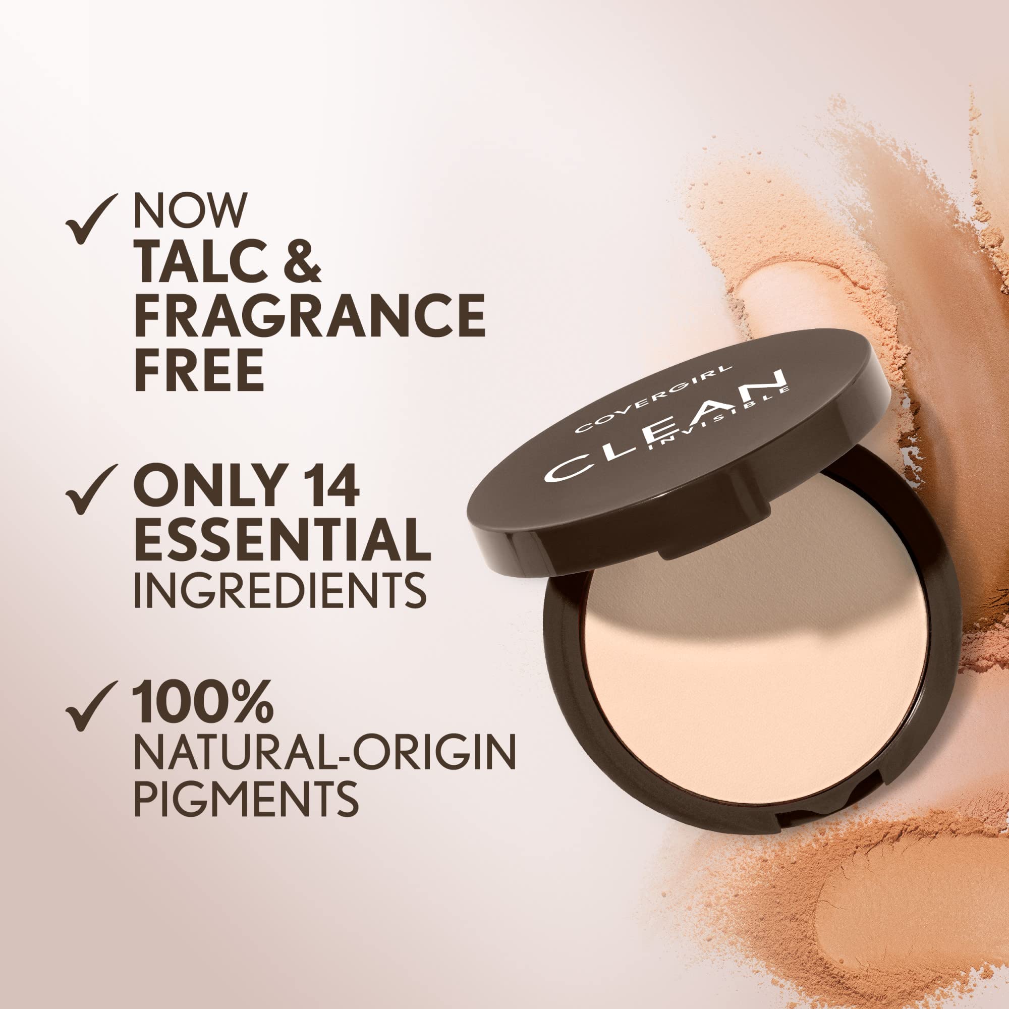 Packaging highlights talc- and fragrance-free vegan formula.