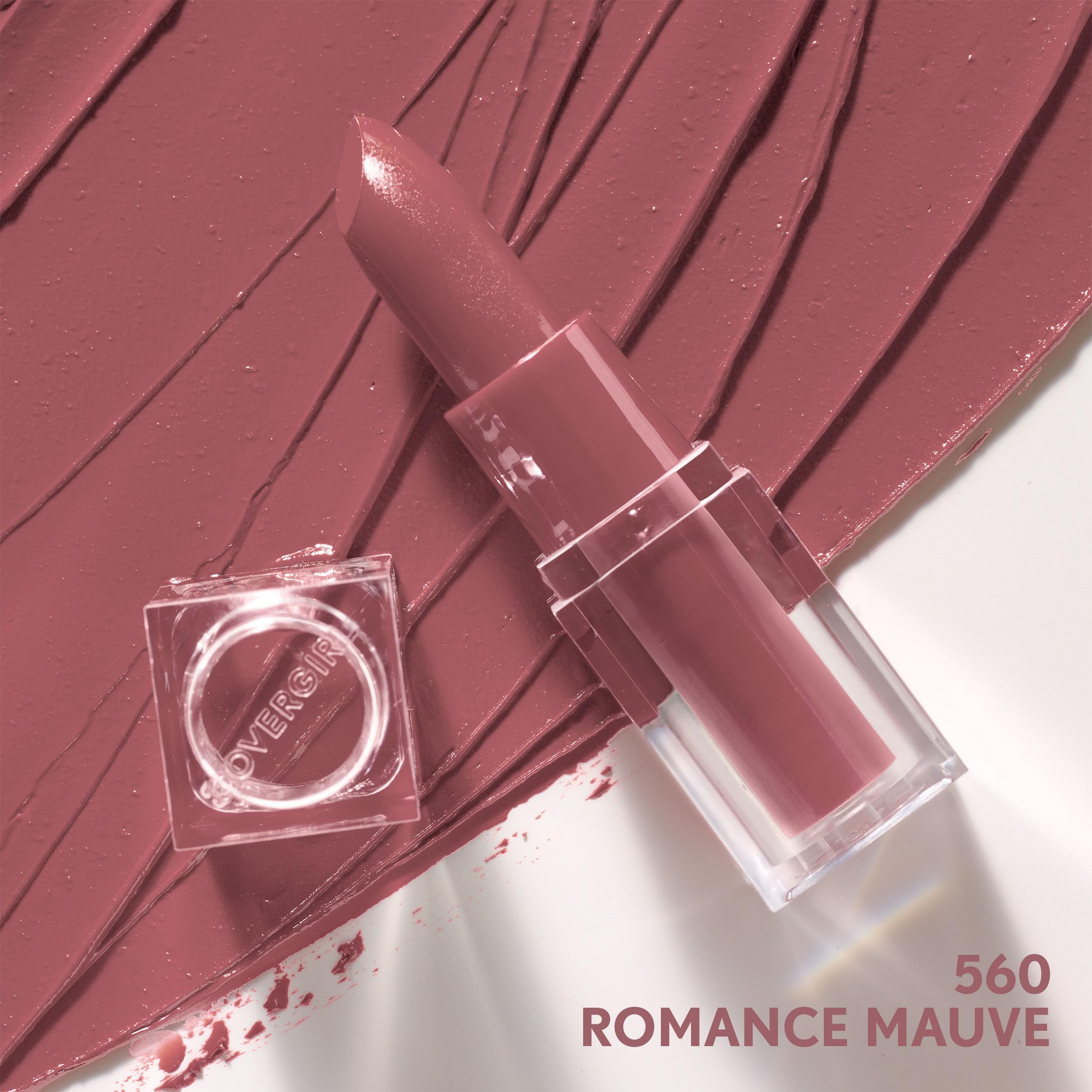 CoverGirl Clean Lip Color Romance Mauve swatch on skin showing rich color