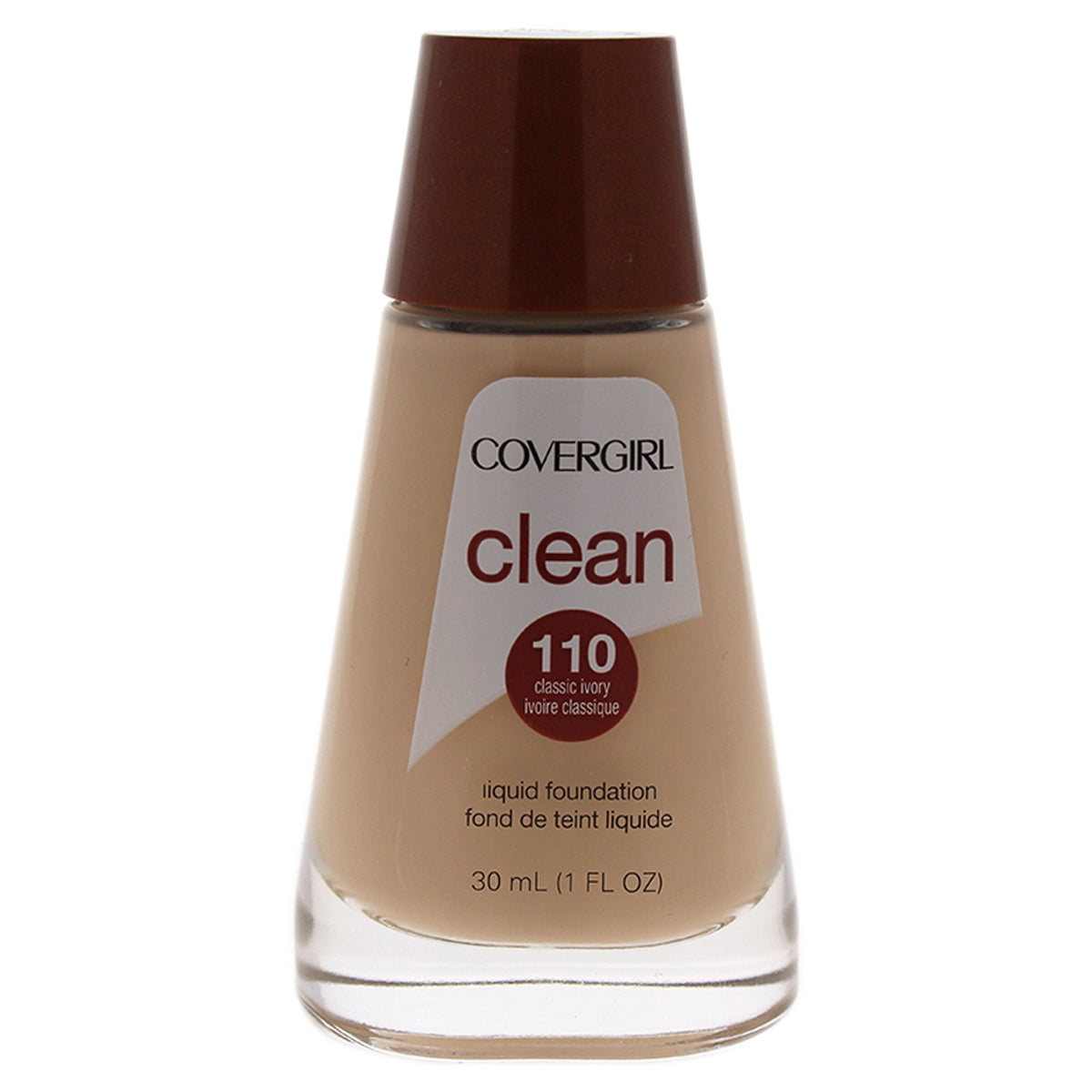 CoverGirl Clean Liquid Foundation Classic Ivory bottle—gentle, oil-free coverage for sensitive skin.