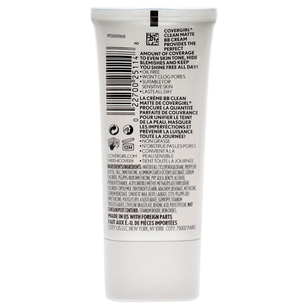 CoverGirl Clean Matte BB Cream application swirl showing blendable texture for natural look