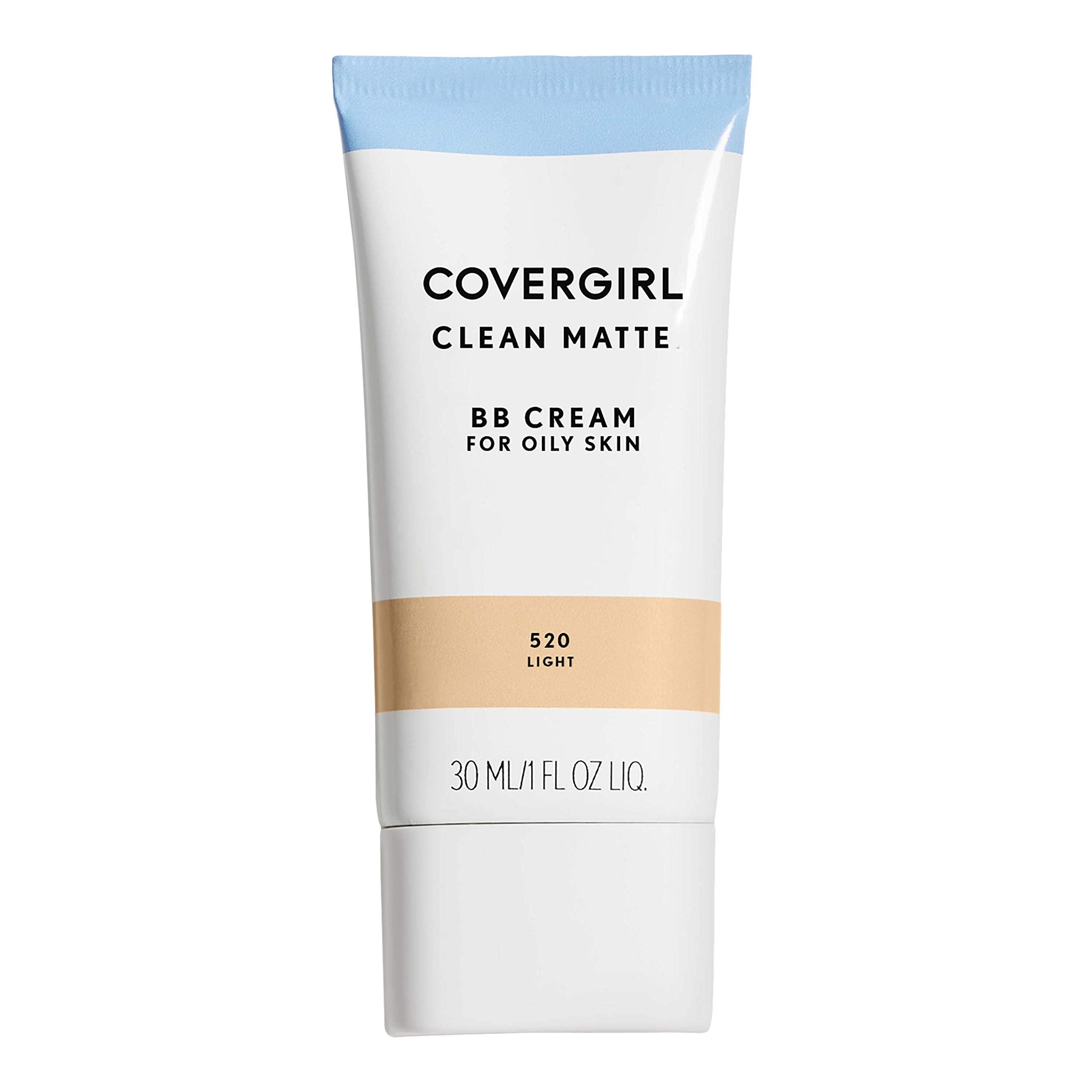 CoverGirl Clean Matte BB Cream bottle closeup showing matte finish for shine control.