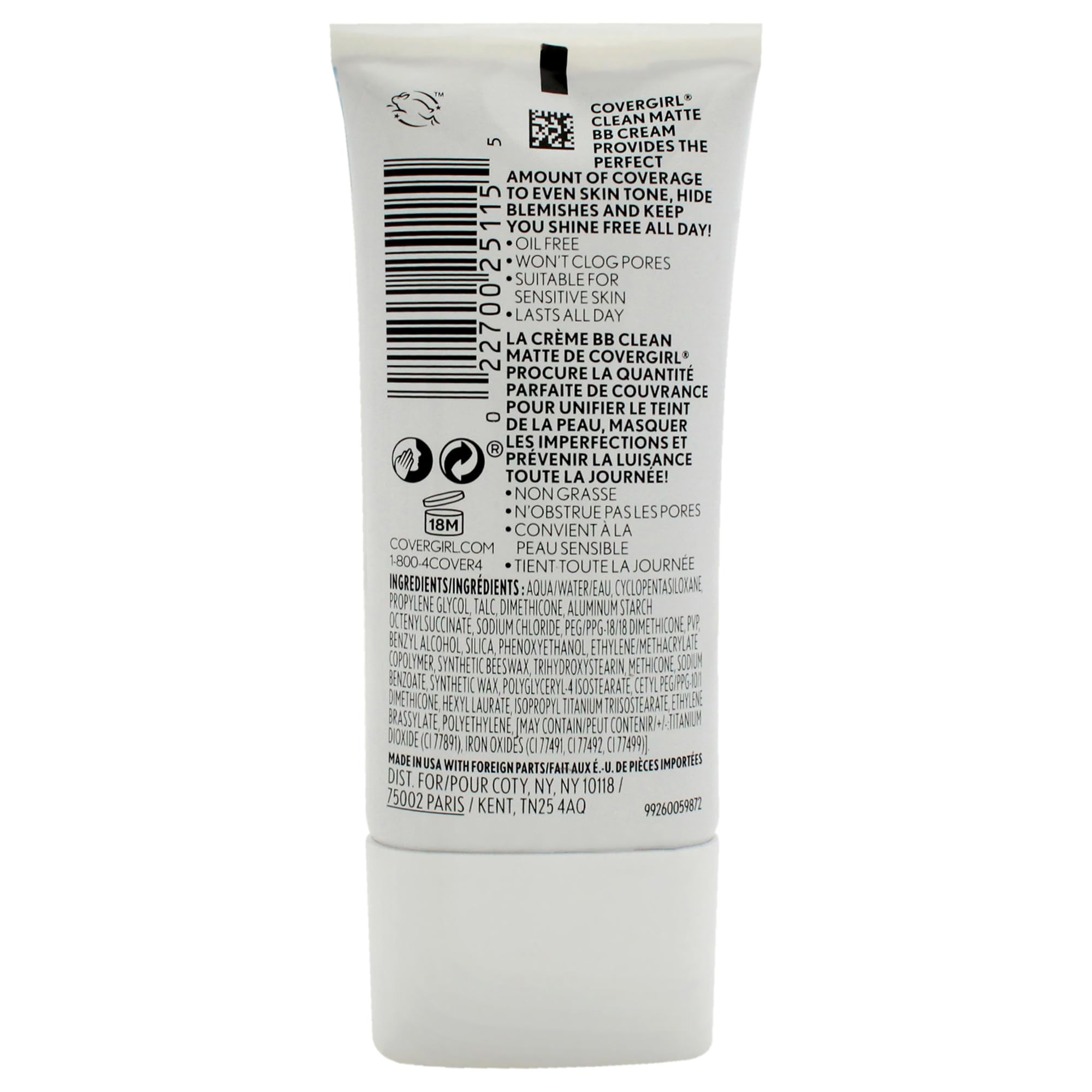 CoverGIRL Clean Matte BB Cream application demonstrating oil-free finish for shine-free skin