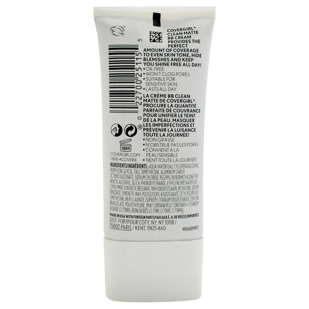 CoverGIRL Clean Matte BB Cream application demonstrating oil-free finish for shine-free skin