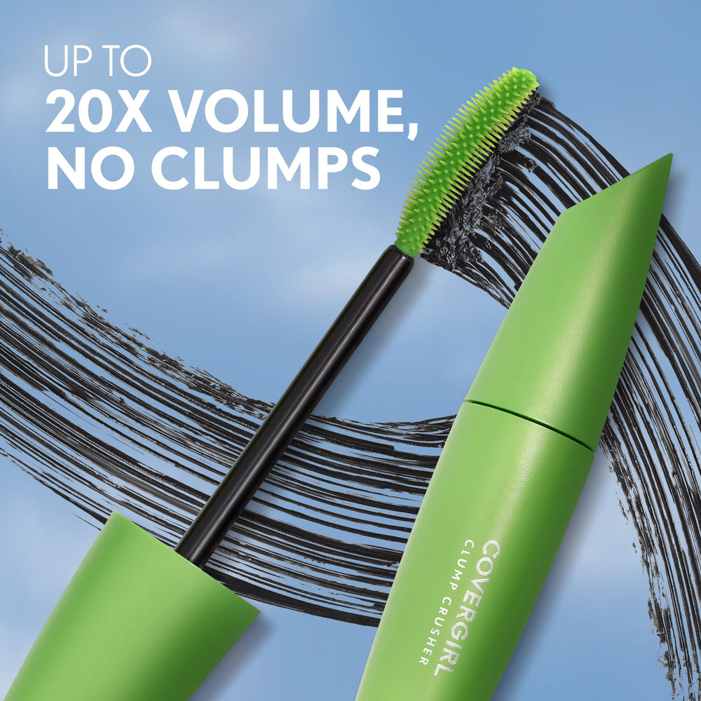 Lashes coated in deep black COVERGIRL Clump Crusher mascara.