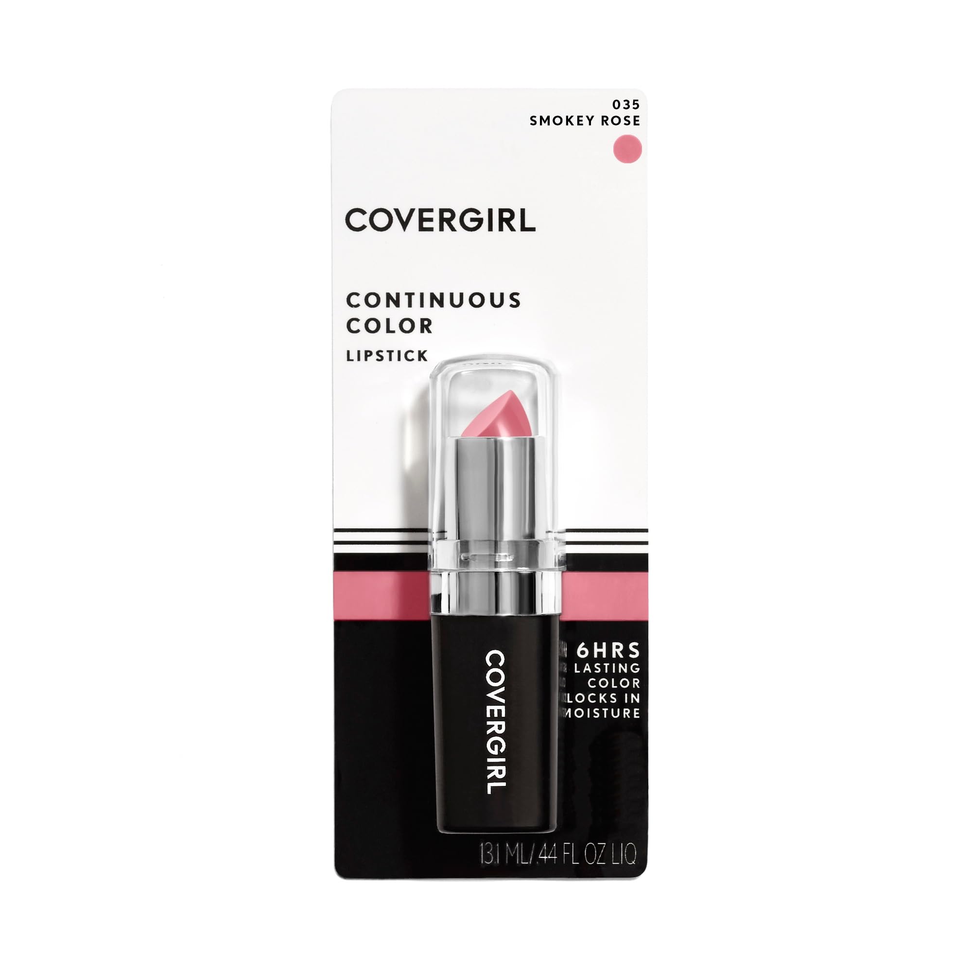 Packaging shot of CoverGirl Continuous Color Lipstick Smokey Rose 035.