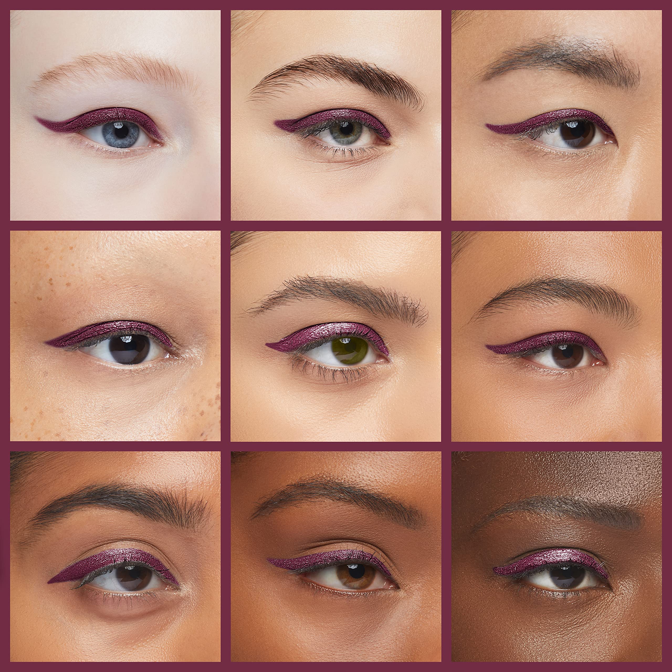 COVERGIRL Exhibitionist burgundy gel eyeliner creates a sharp cat-eye look.