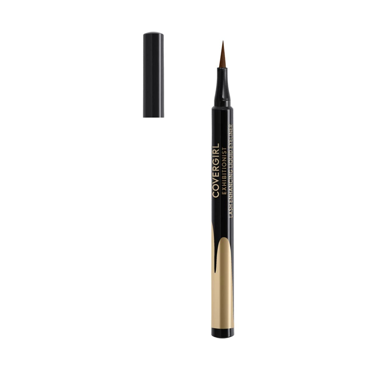 COVERGIRL Exhibitionist Rich Brown eyeliner swatch for precise application.