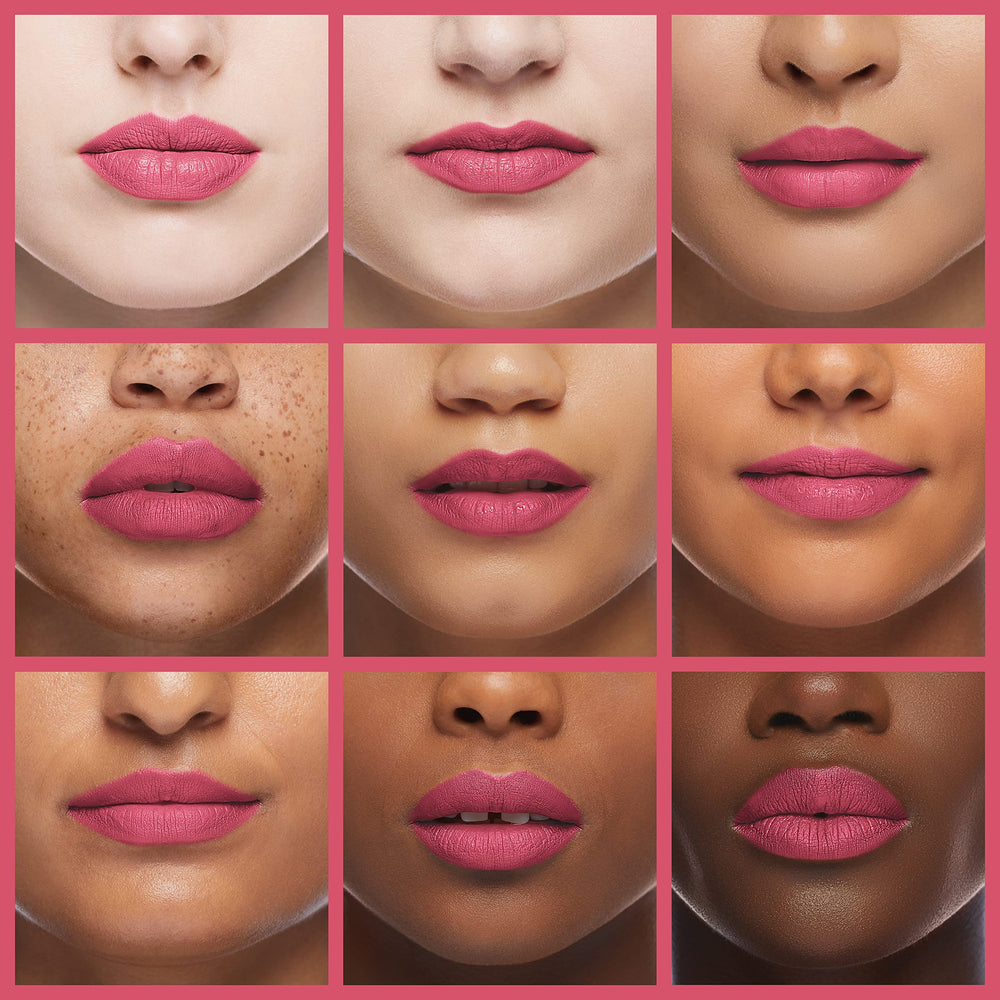 COVERGIRL Exhibitionist Lipstick Cream Bombshell Pink 425 during lip application for even coverage.