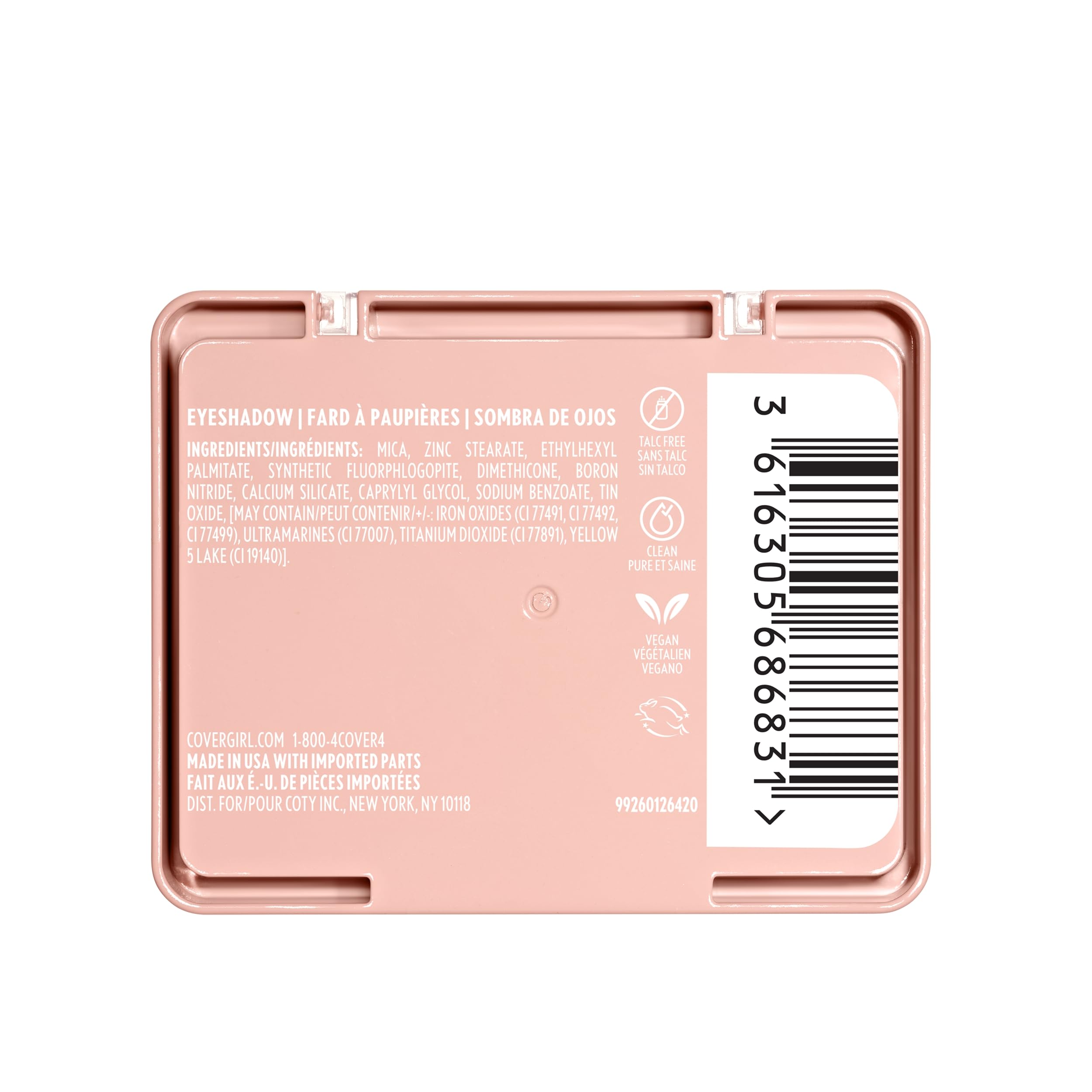 COVERGIRL Eye Enhancer Bellini Spritz quad packaging emphasizes travel-friendly design.