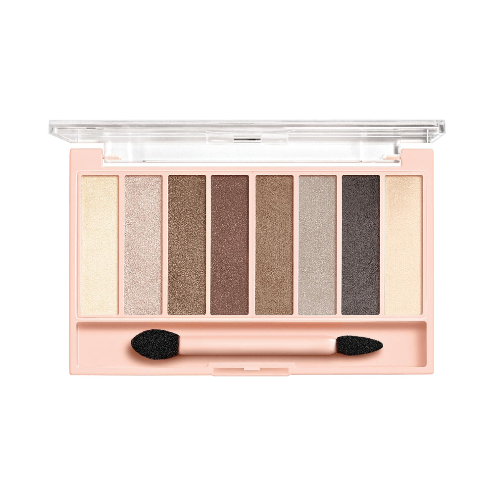 CoverGirl Eye Enhancer palette close-up swatches eight shades for easy daily color.