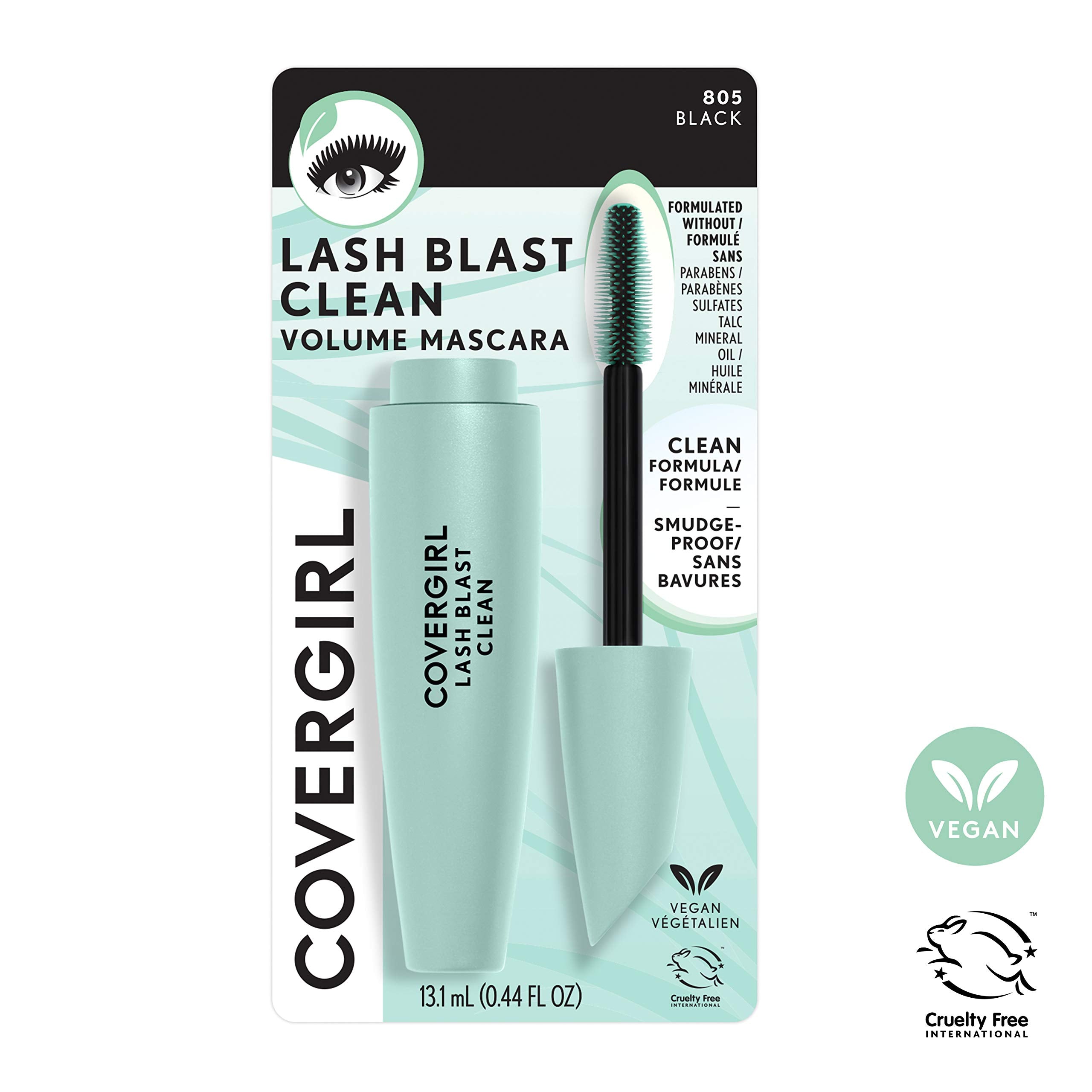 CoverGirl Lash Blast Clean Volume Mascara sin mancha para uso diario.