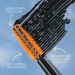 No-clump coating on lashes delivers clear definition