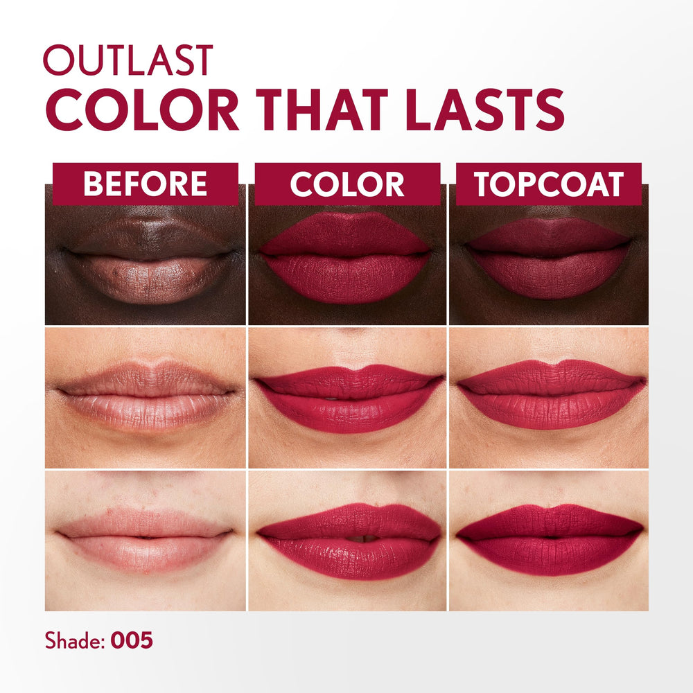 CoverGirl Outlast 24-hour wear bottle view emphasizing transfer-resistant color