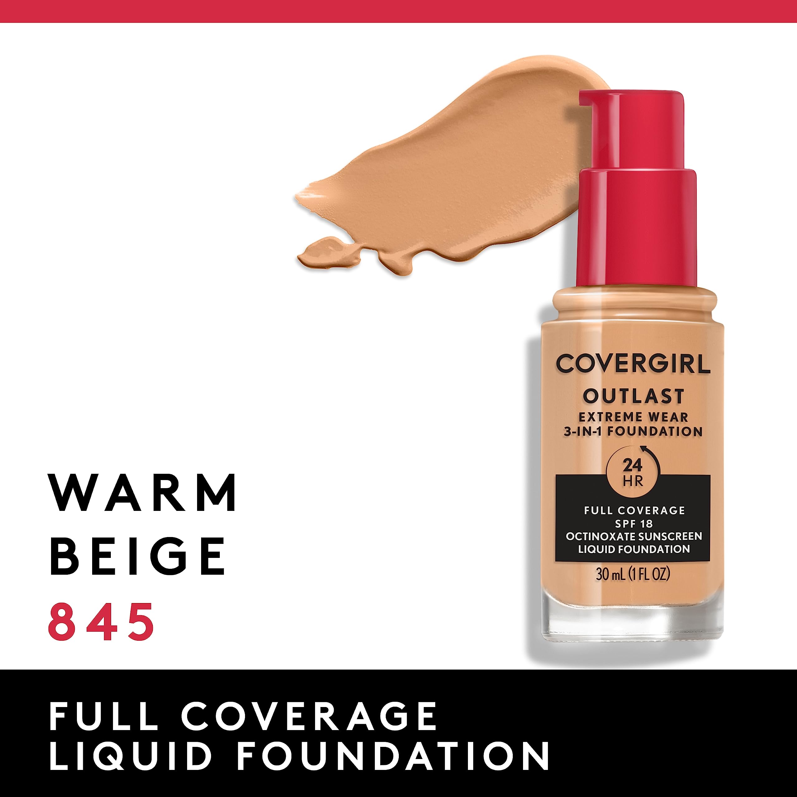 Covergirl Outlast Extreme Wear, acabado natural que disimula imperfecciones.