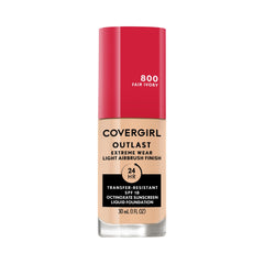 Covergirl Outlast Extreme Wear base 3-en-1 para acabado natural y duradero.