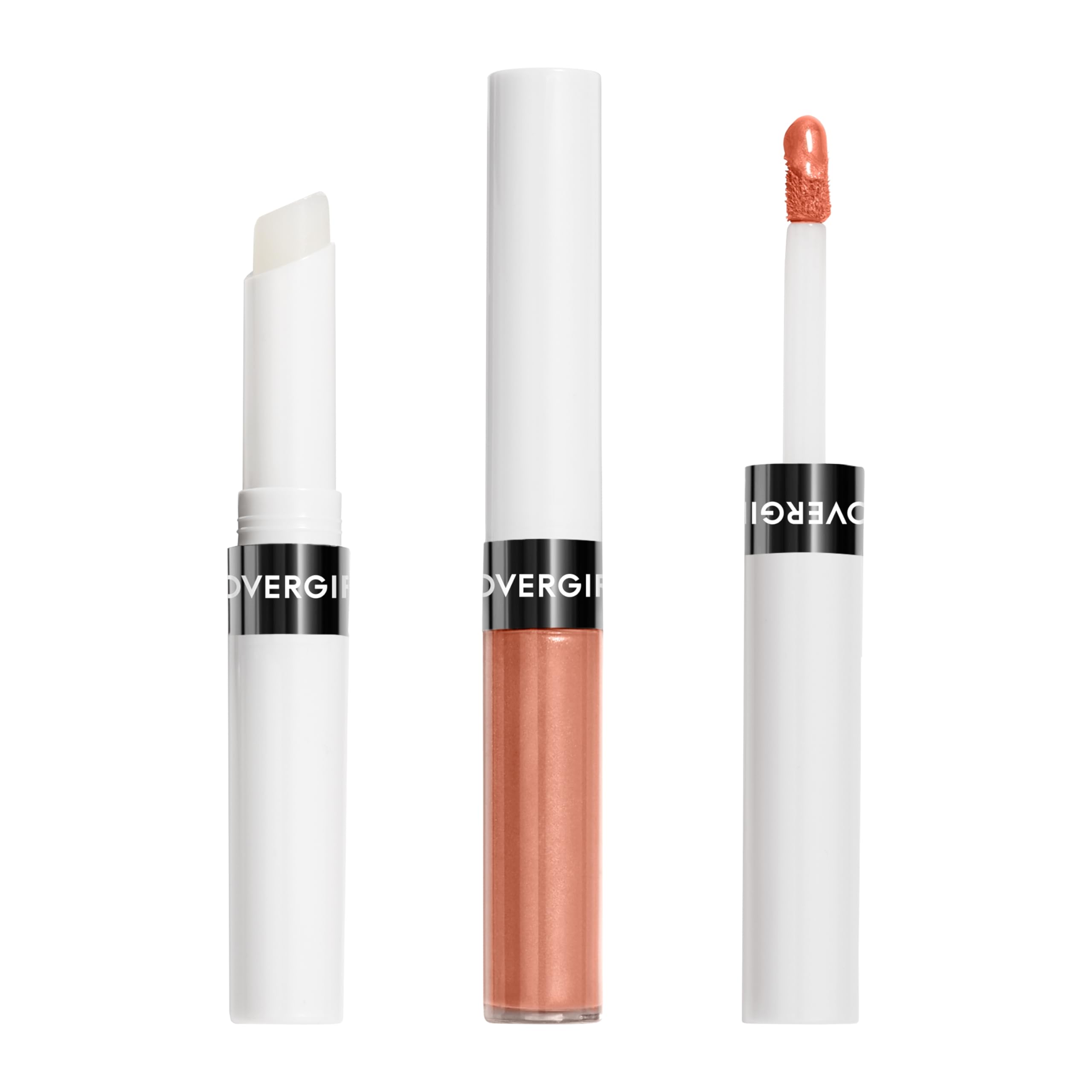 COVERGIRL Outlast Lip Color con capa de brillo porcelana, primer plano de labios hidratados