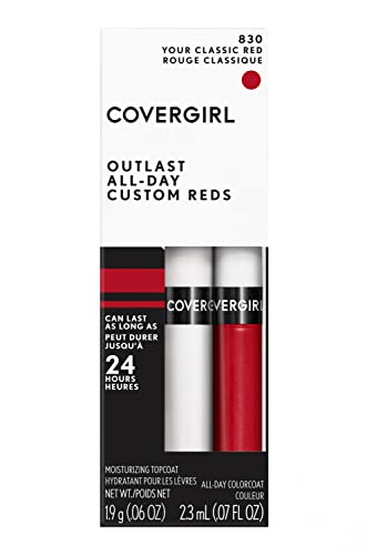 CoverGirl Outlast Lip Color packaging and wand with long-lasting moisture