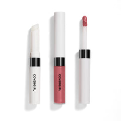 CoverGirl Outlast Lip Color Wine to Five application swatch demonstrates two-step wear