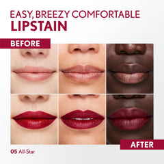 CoverGirl Outlast Lipstain 05 All-Star, sin transferencia para labios impecables durante horas.
