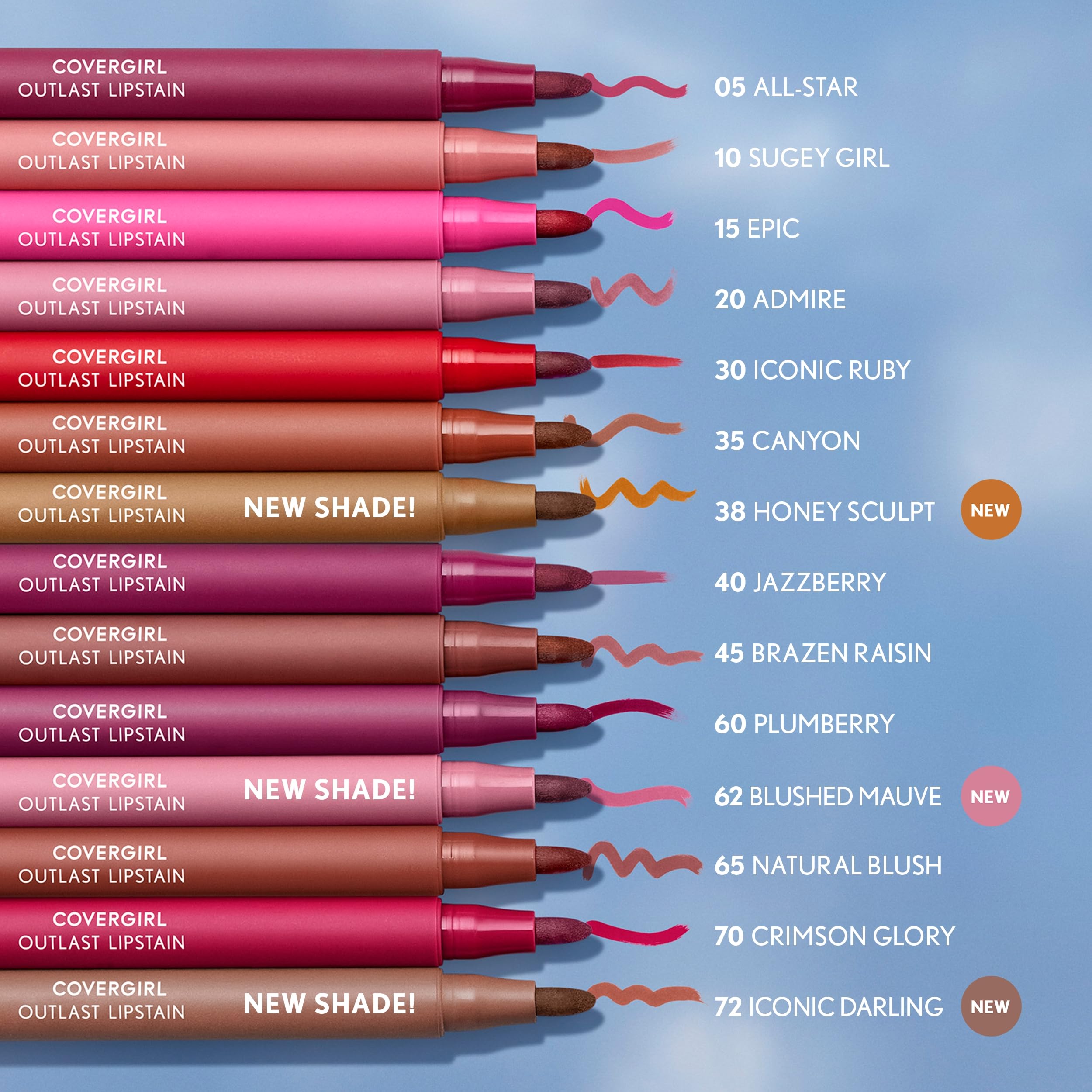 CoverGirl Outlast Lipstain offers 14 warm tones and pinks