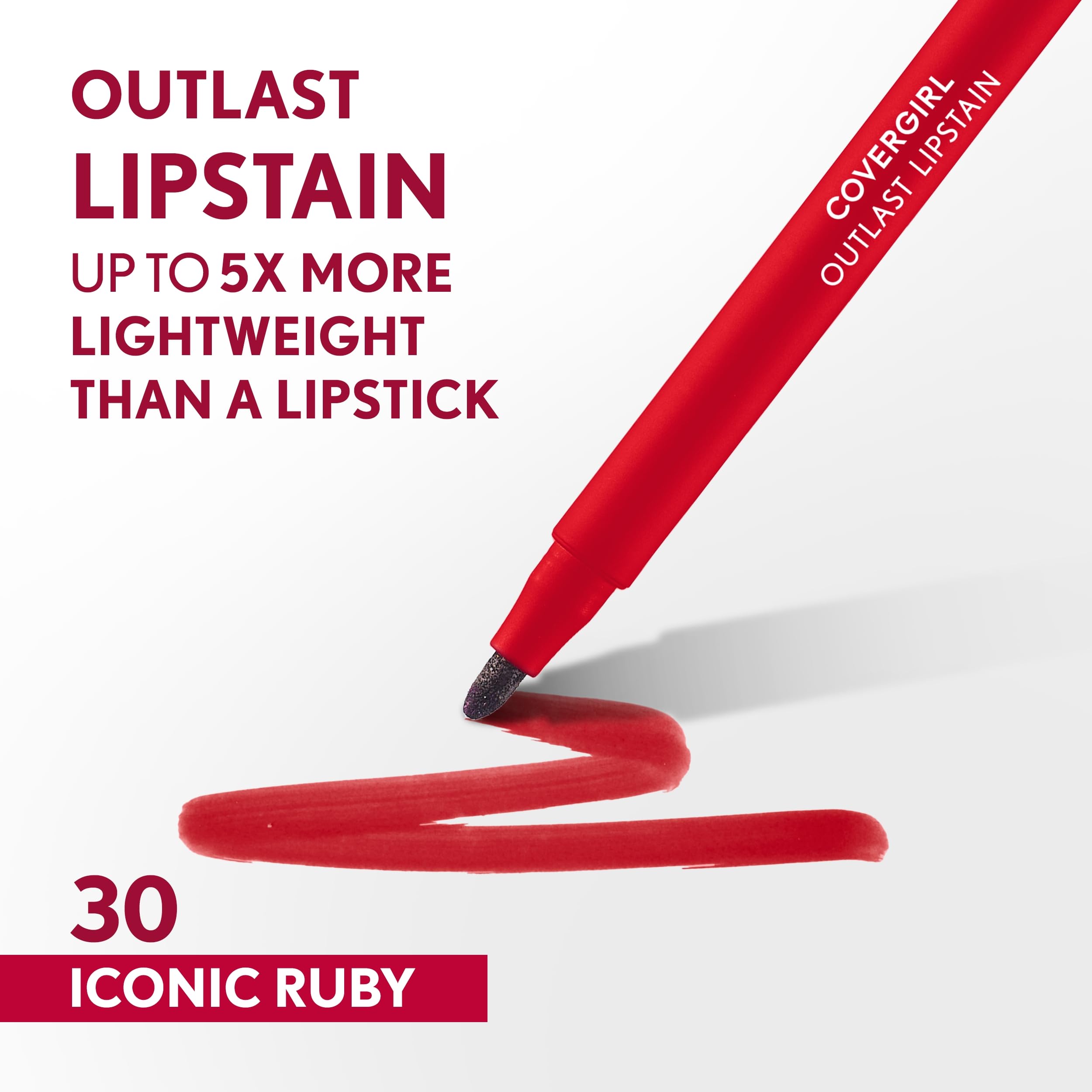 Covergirl Outlast tinte labial satinado que ofrece acabado suave.