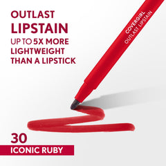 Covergirl Outlast tinte labial satinado que ofrece acabado suave.